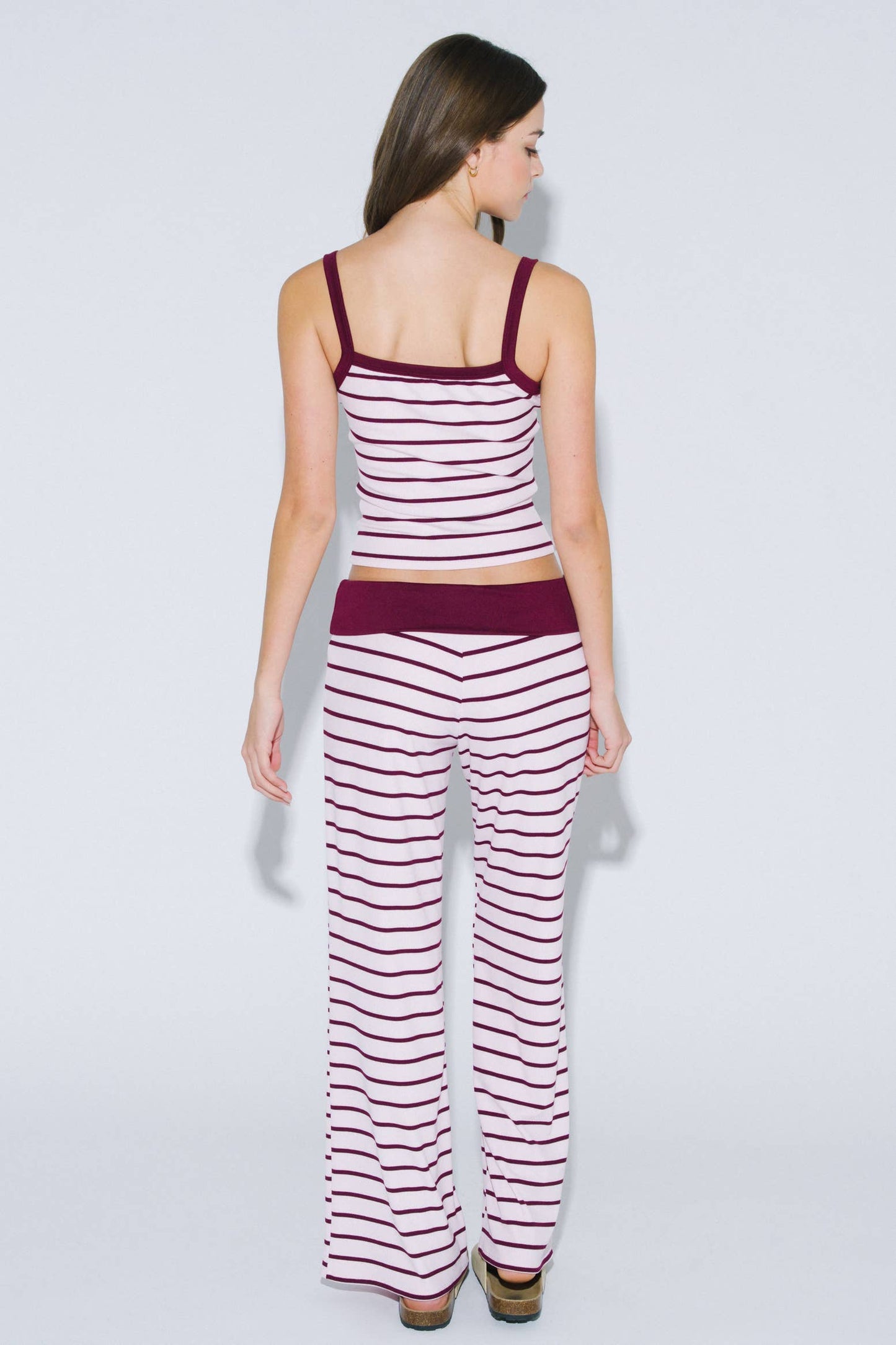 Striped Tank with Fold Over Pant Set