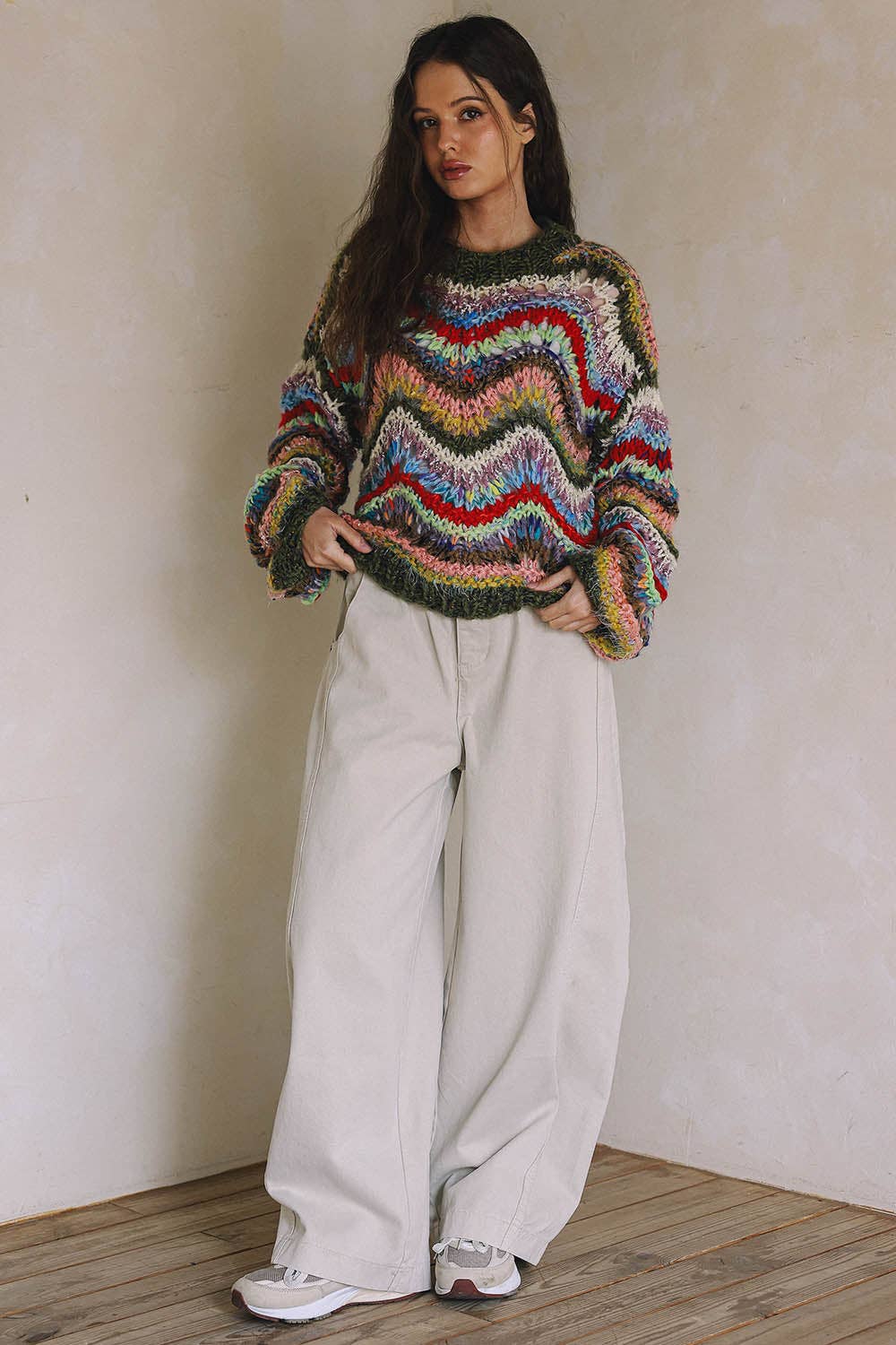HAND KNIT MULTICOLOR  SWEATER T0026