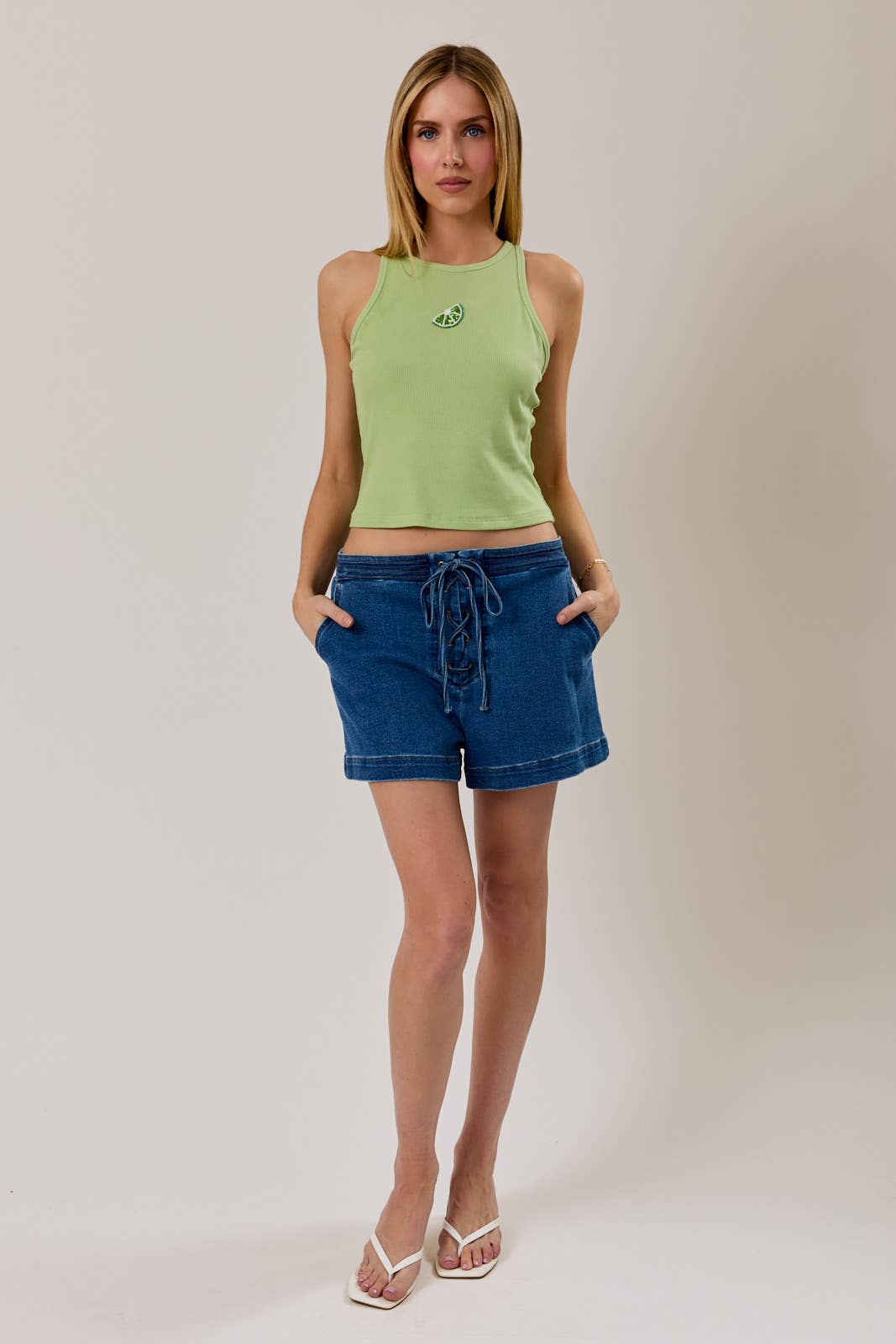 Lime Beaded Tank