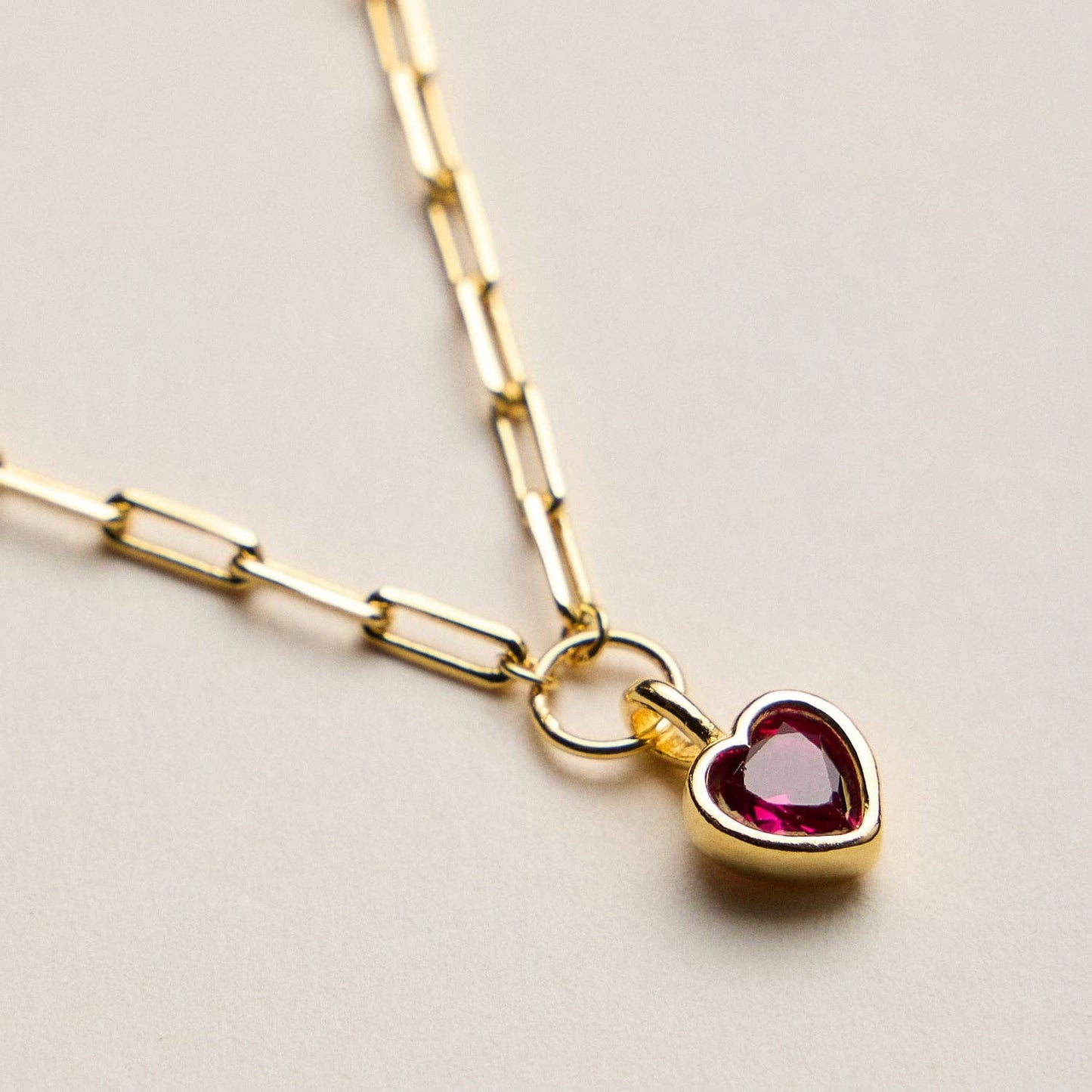 Gold Dipped Red Crystal Heart Necklace