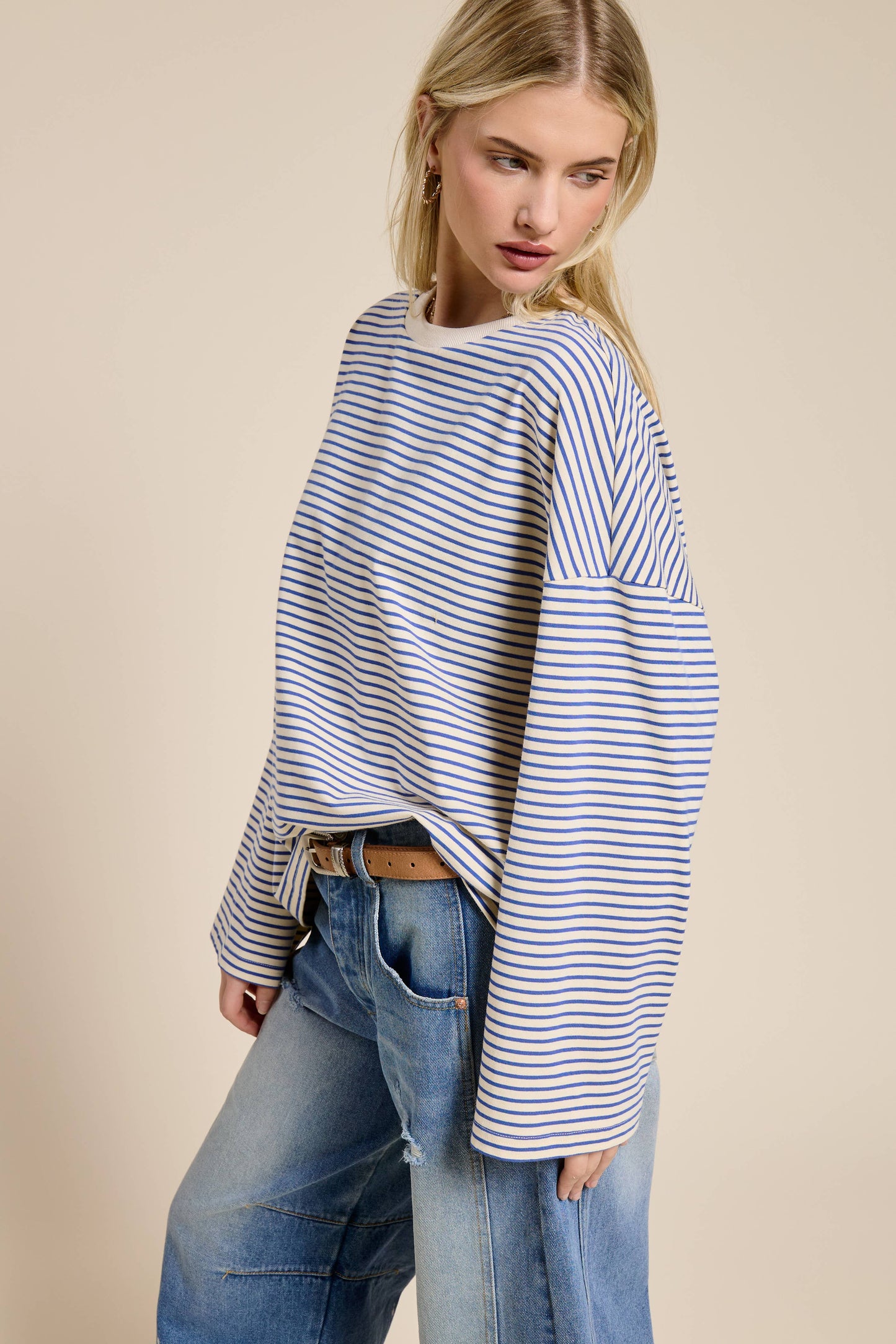 Mimosa | Striped Oversized Long Sleeve Top