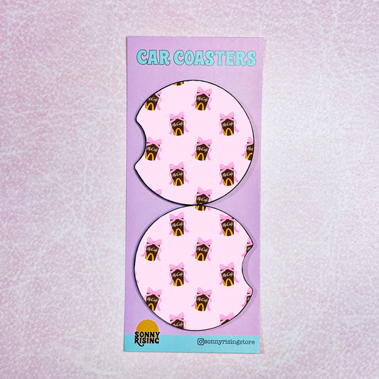 2 Car Coasters, Mc Coffee Pattern