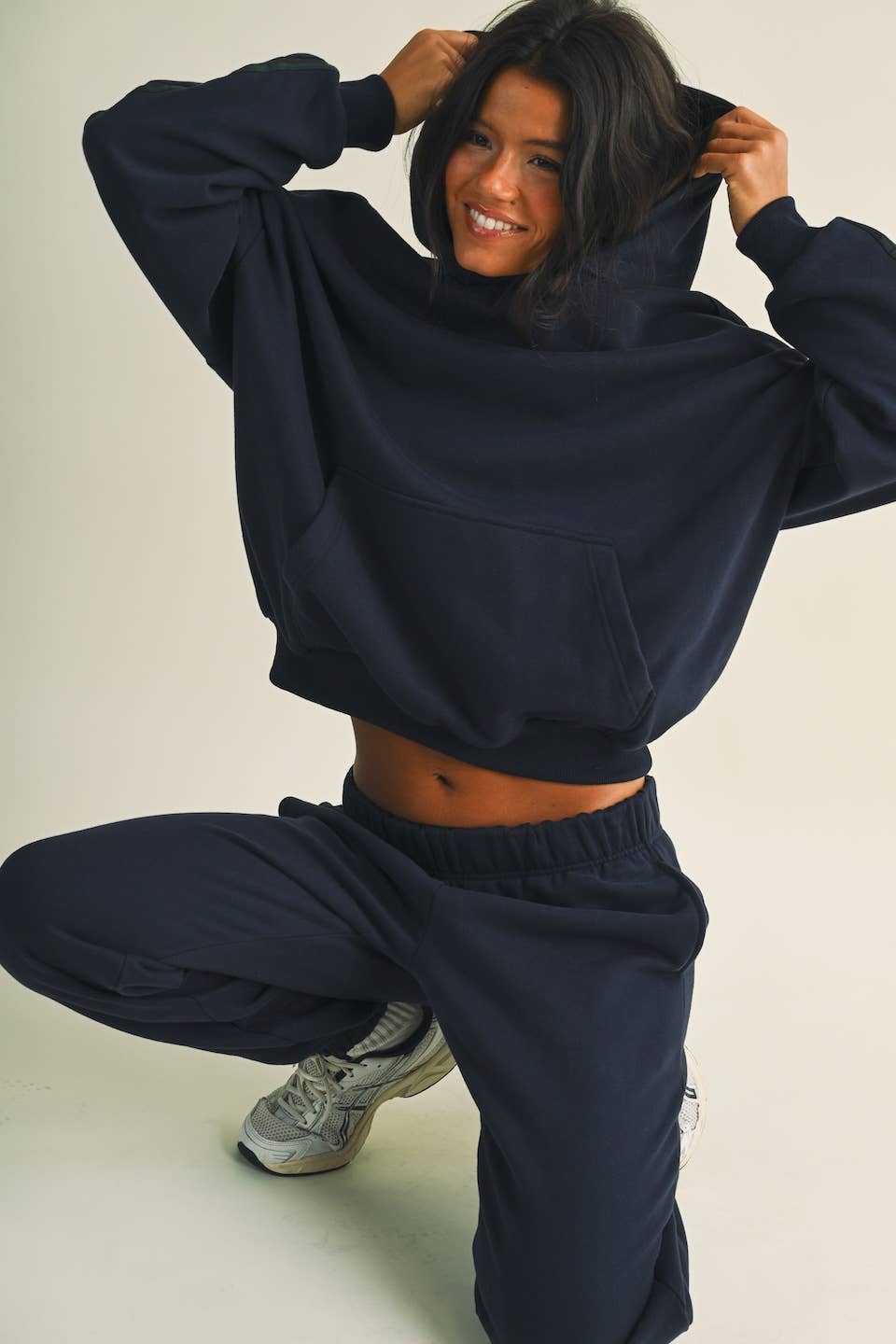 Plaid Side Stripe Oversized Pullover Hoodie