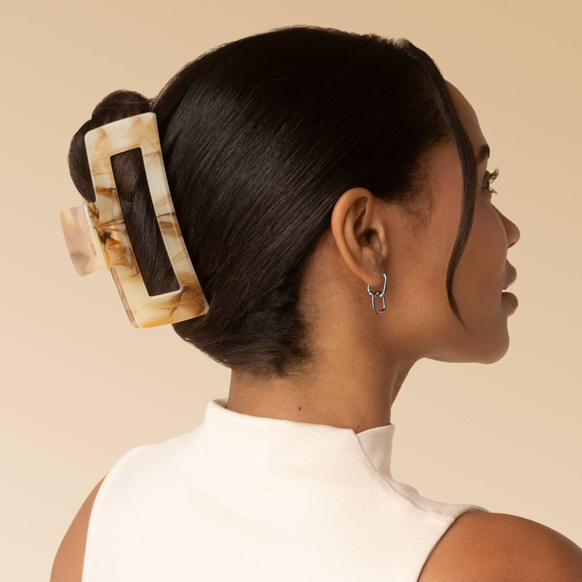 Kitsch | Recycled Plastic Jumbo Open Shape Claw Clip - Chocolate Marble