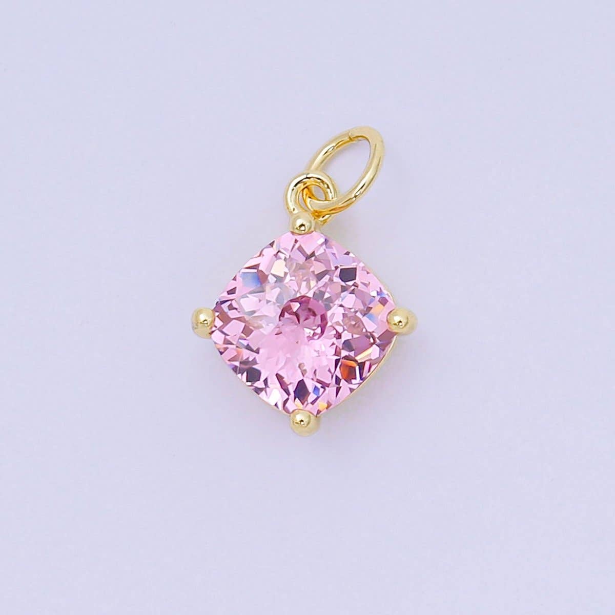 24K Gold Filled 13mm Rhombus Multicolor Birthstone CZ Charm in Gold | AC1561 - AC1567