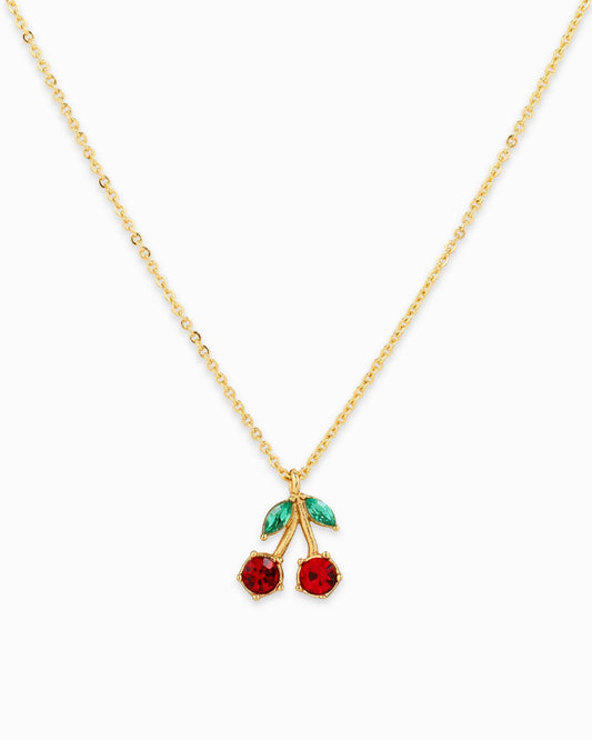 Double Cherry Sparkle Fruit Pendant Necklace
