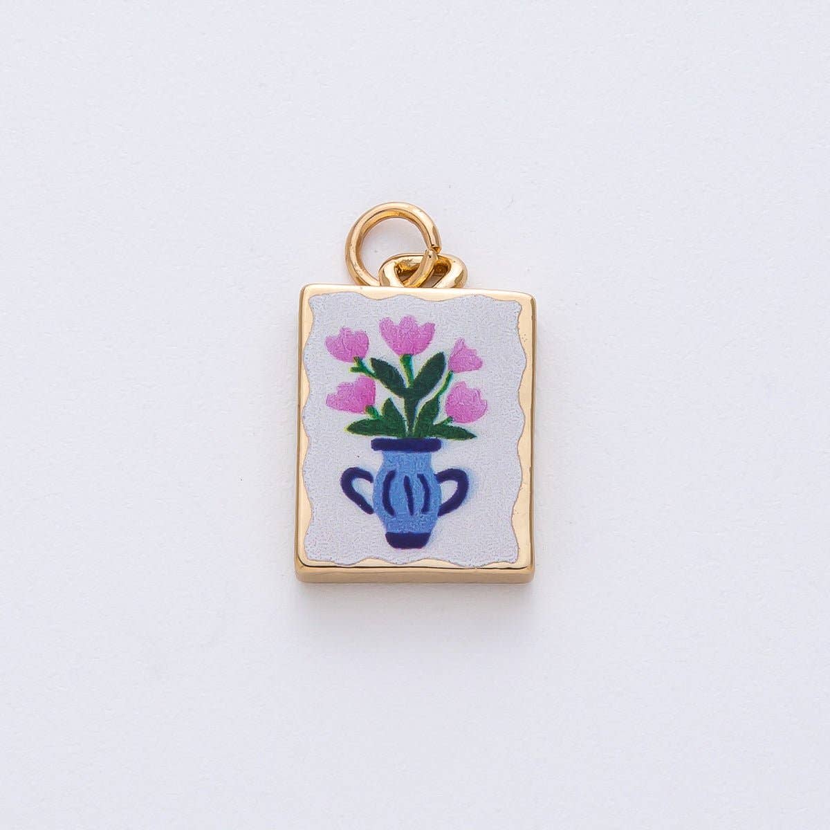 Pink Flower Portrait Charm