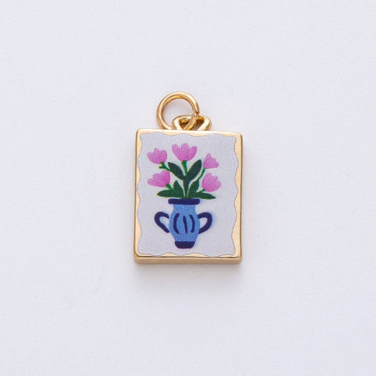 Pink Flower Portrait Charm