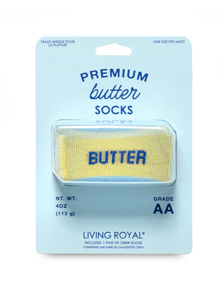 3D Packaged Crew Socks - Butter Stick - Light Blue