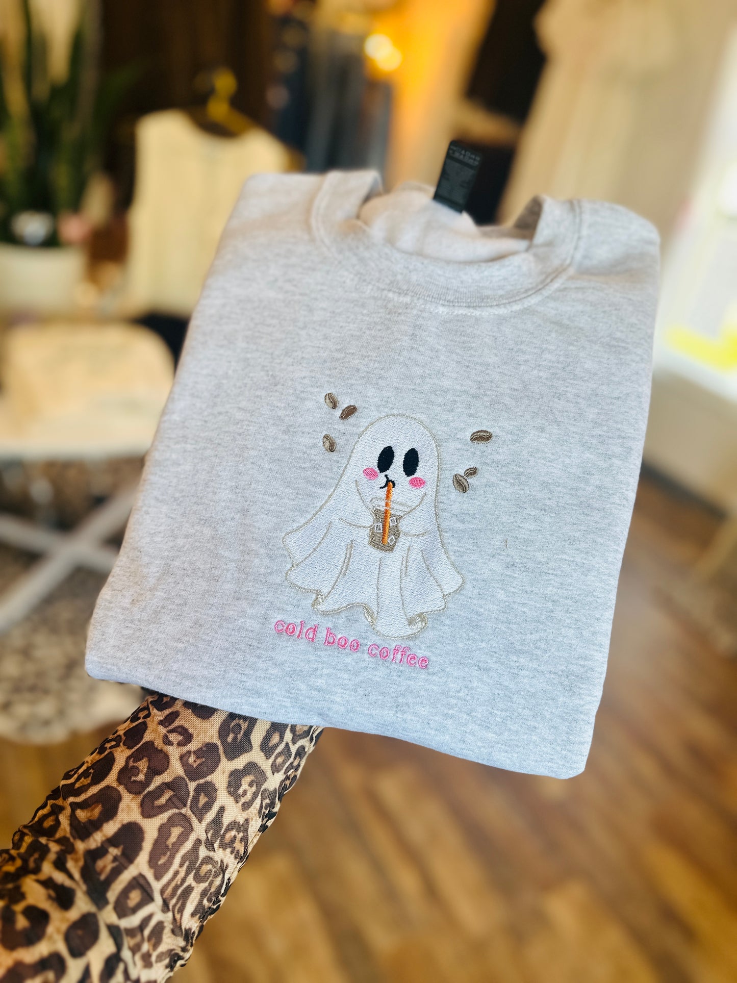 Cold Boo Coffee Embroidered Crew