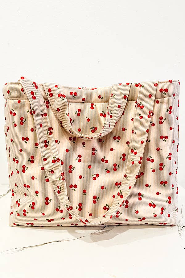 Stevie Cherry Print Tote Bag