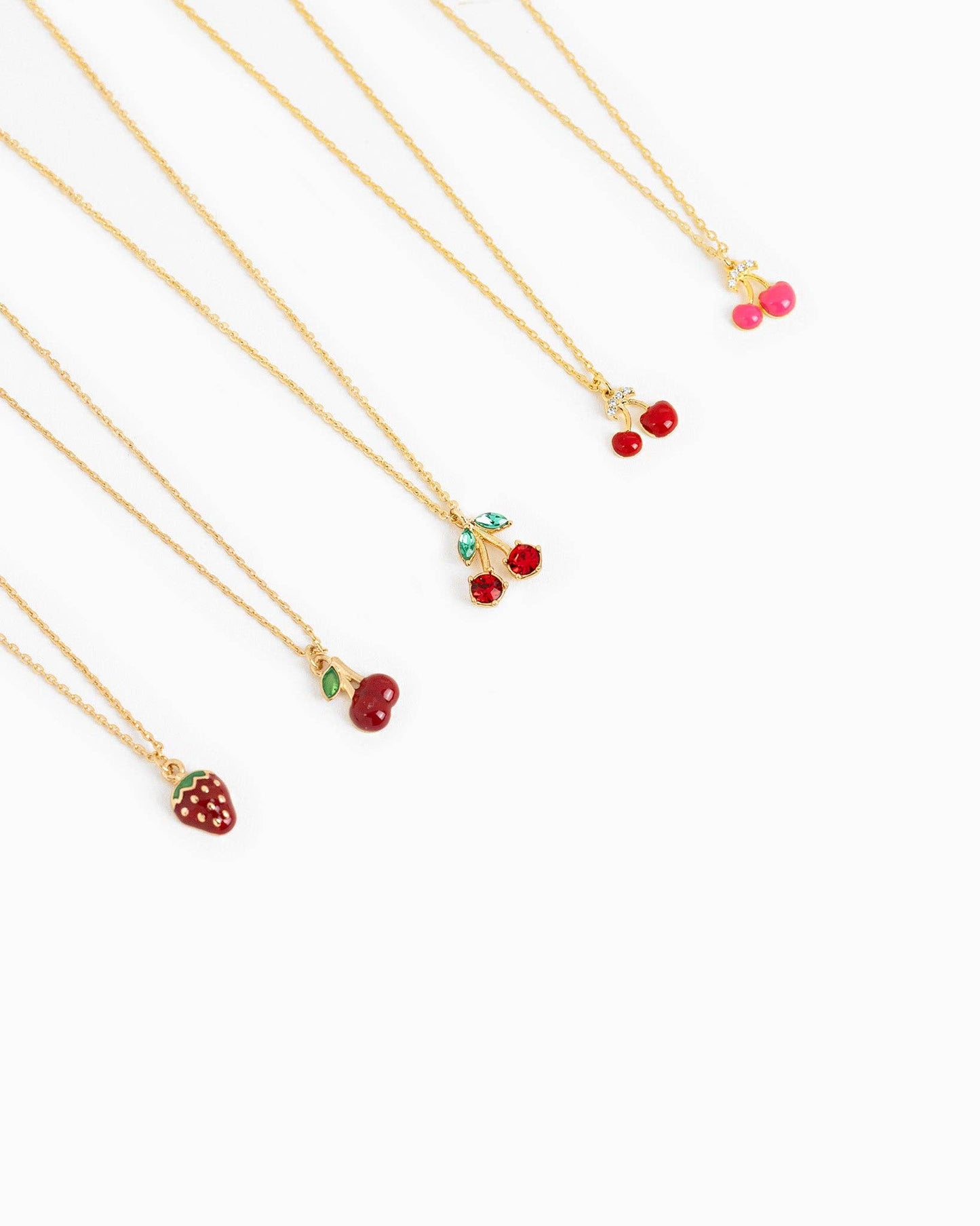 Double Cherry Sparkle Fruit Pendant Necklace