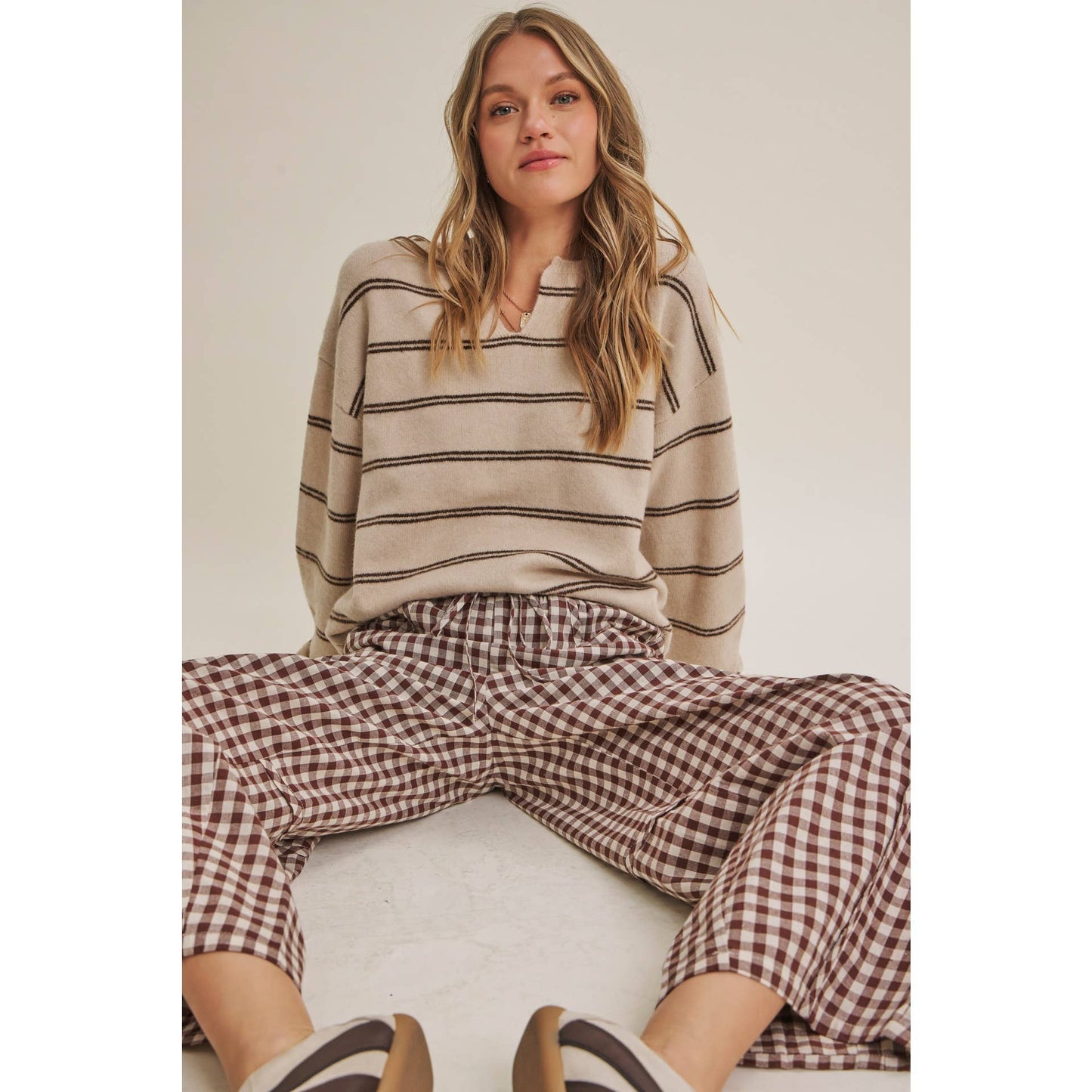 Gingham Cotton Pants