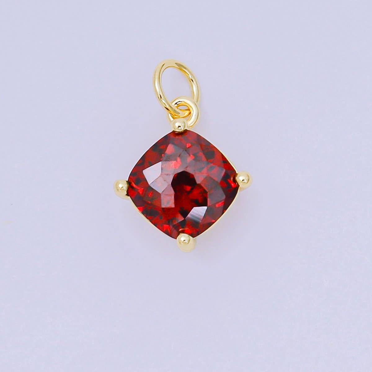24K Gold Filled 13mm Rhombus Multicolor Birthstone CZ Charm in Gold | AC1561 - AC1567