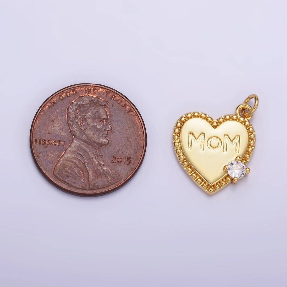 "MOM" Script Bezel Charm