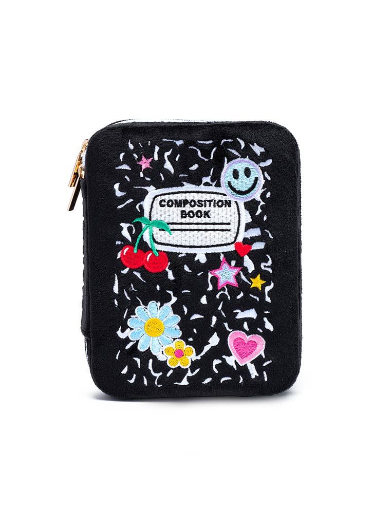 Velvet Jewelry Zip Case / Organizer - Notebook - Black