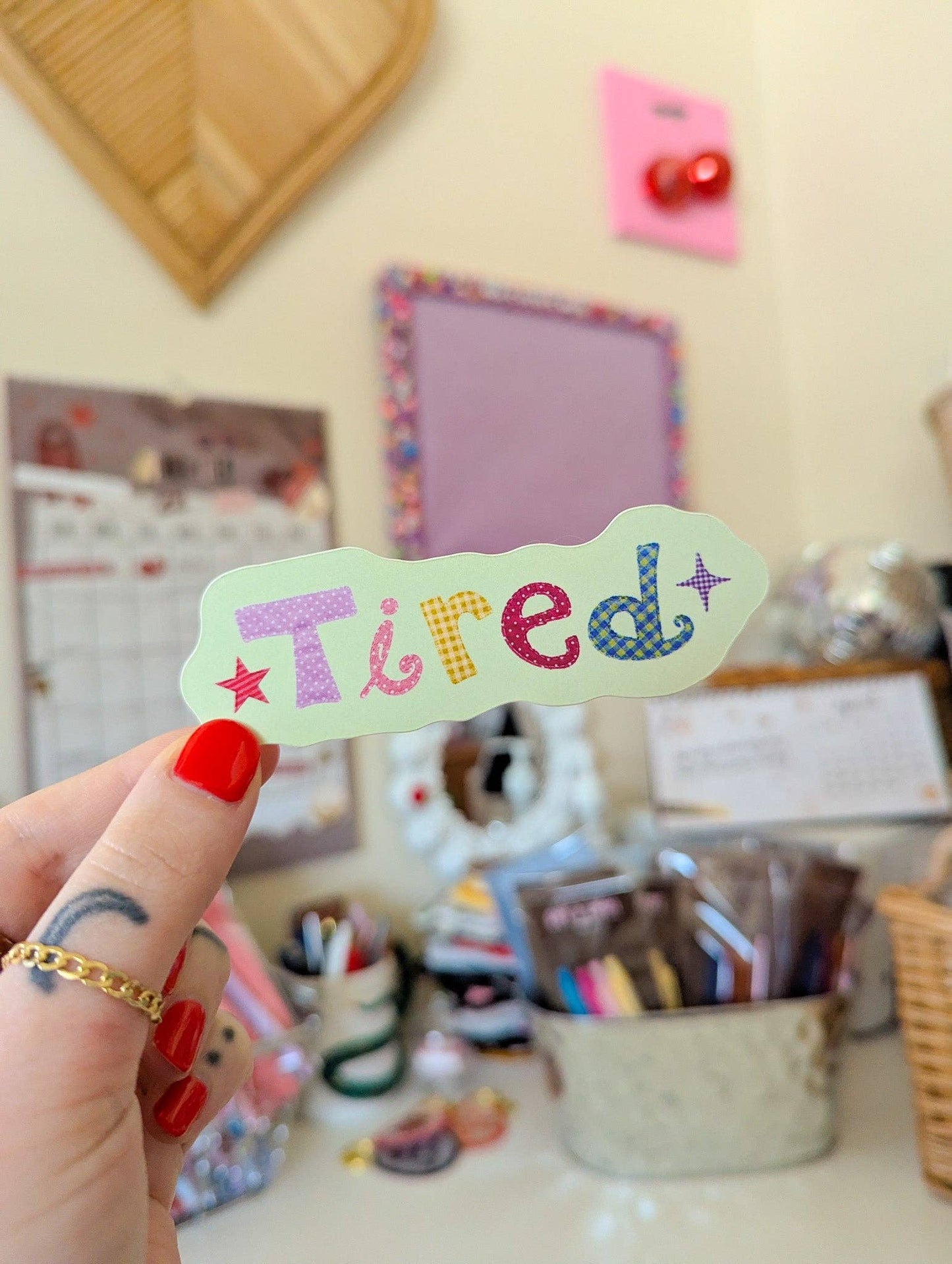 Tired matte sticker