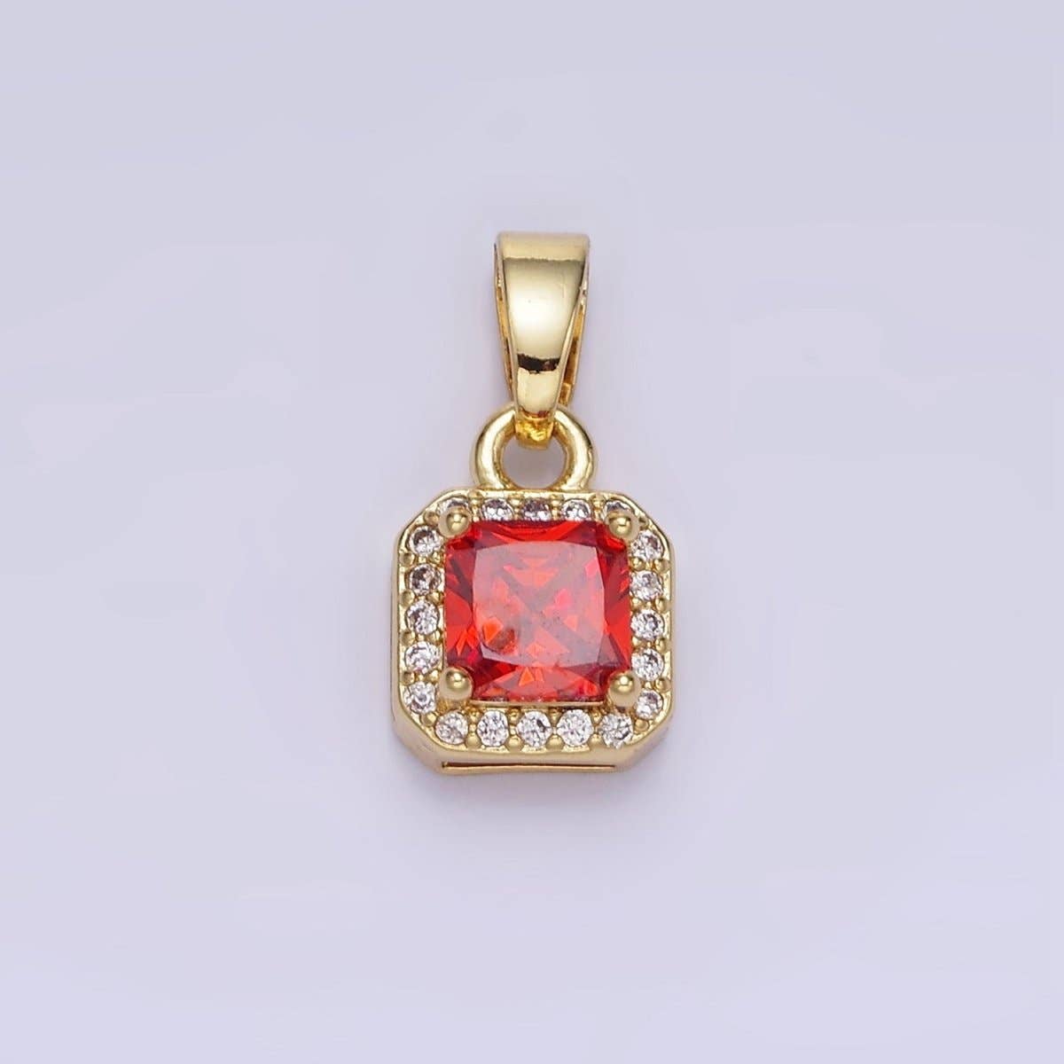 14K Gold Filled CZ Micro Paved Edged Square Pendant in Gold & Silver | AA1270 - AA1280