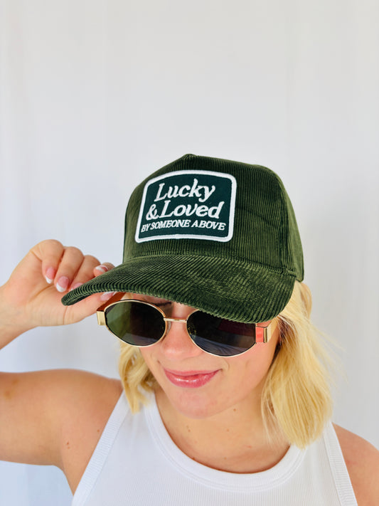 Lucky & Loved By Someone Above Corduroy Hat