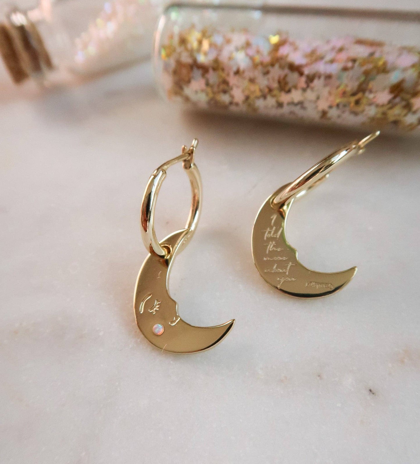 You are my Moonlit Secret Moon Hoop Earrings