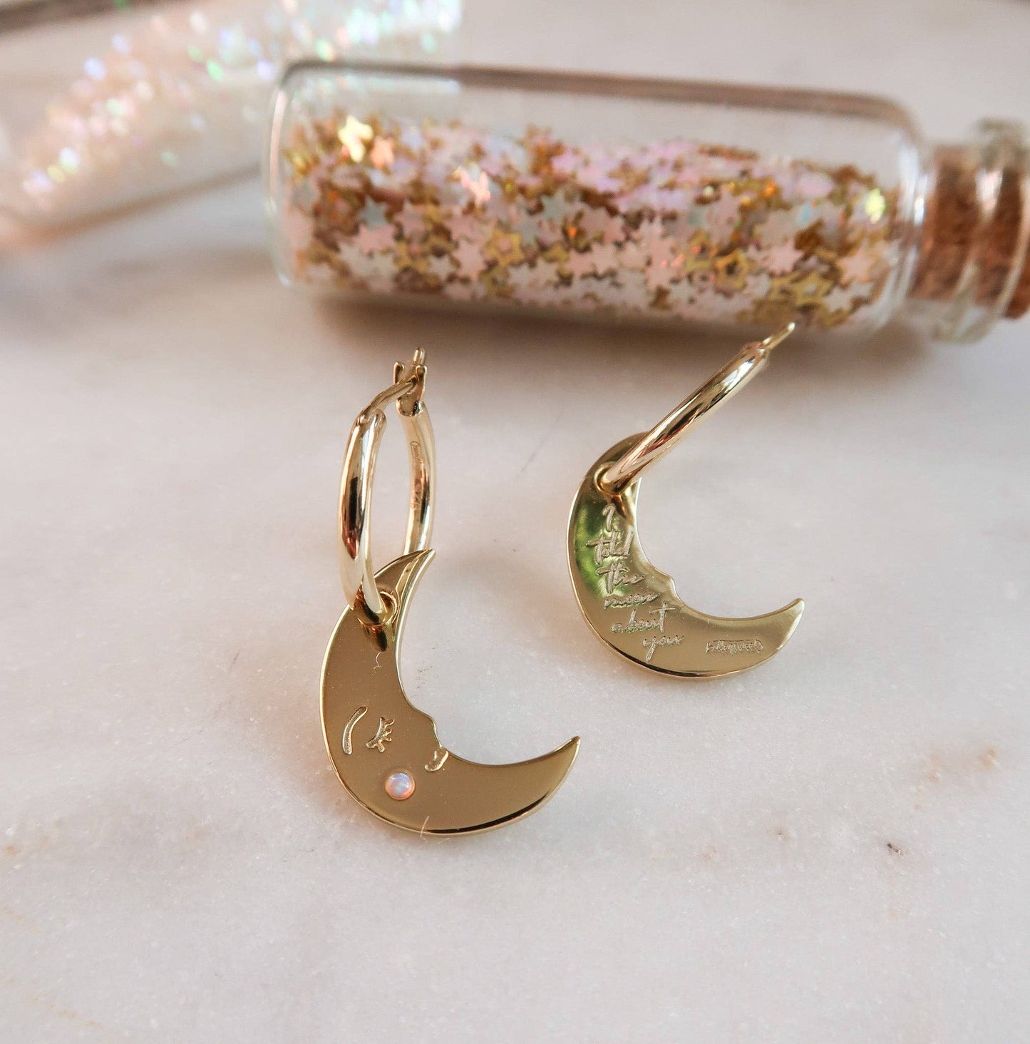 You are my Moonlit Secret Moon Hoop Earrings