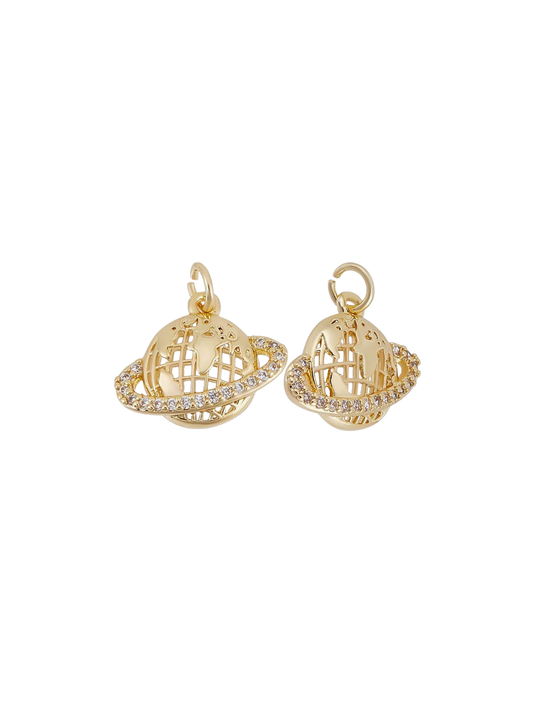 * Gold Pave Halo Globe Charm