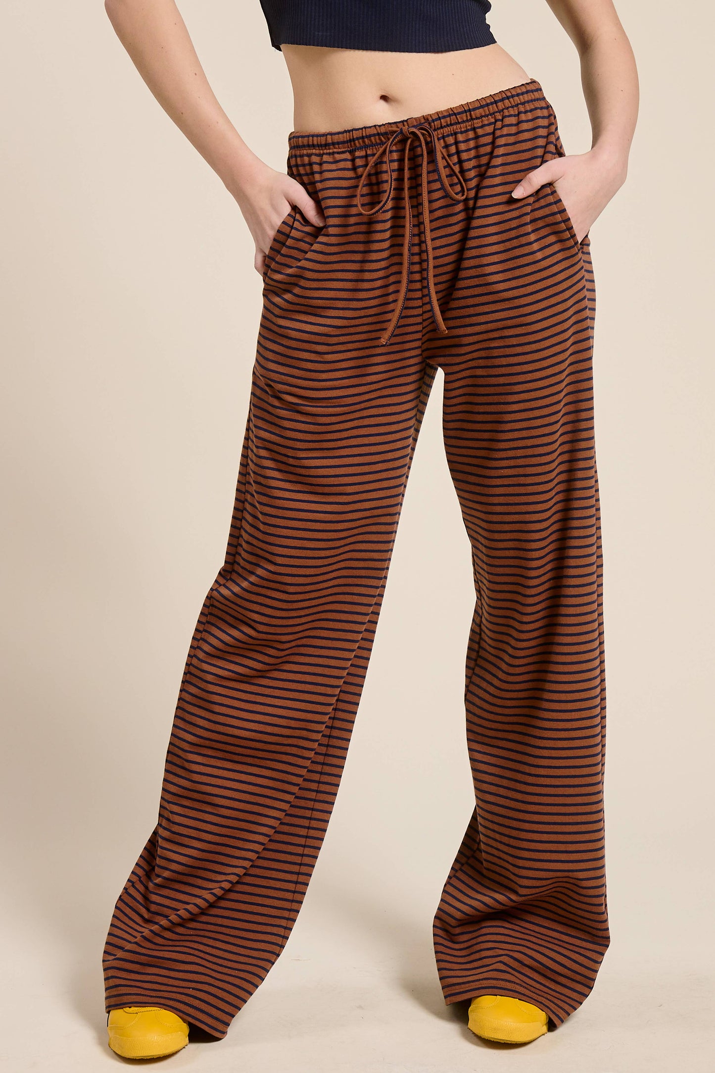 Mimosa | Striped Drawstring Wide Leg Pants