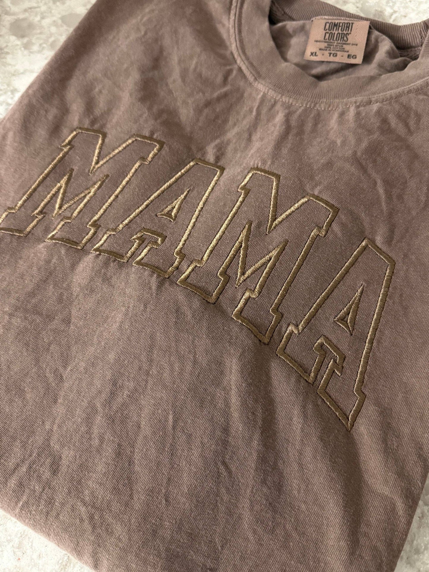 Varsity Mama Monochrome Tee Embroidered