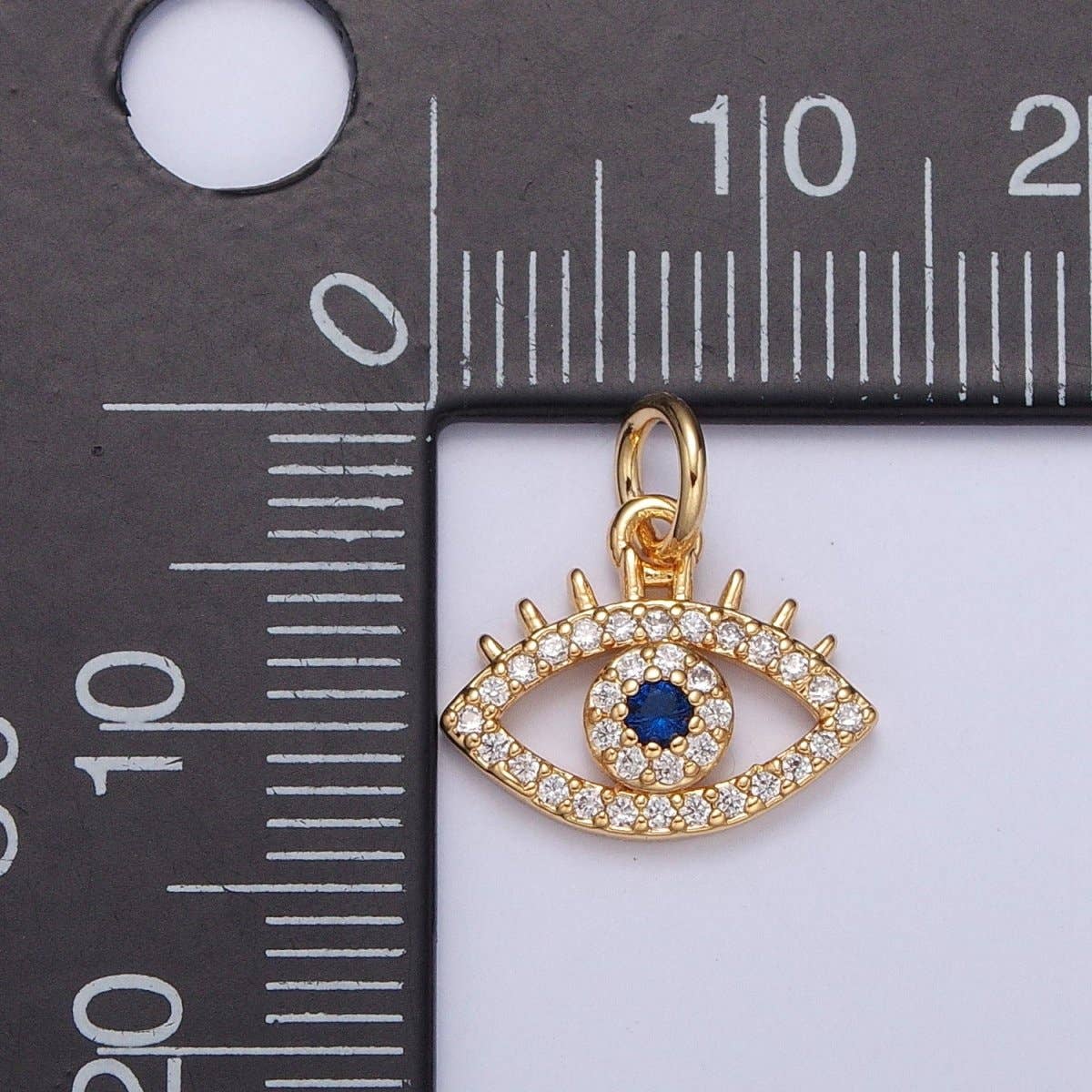 Micro Pave Protection Charm, Blue Cubic Zirconia Evil Eye Charm For Jewelry Making, X-118