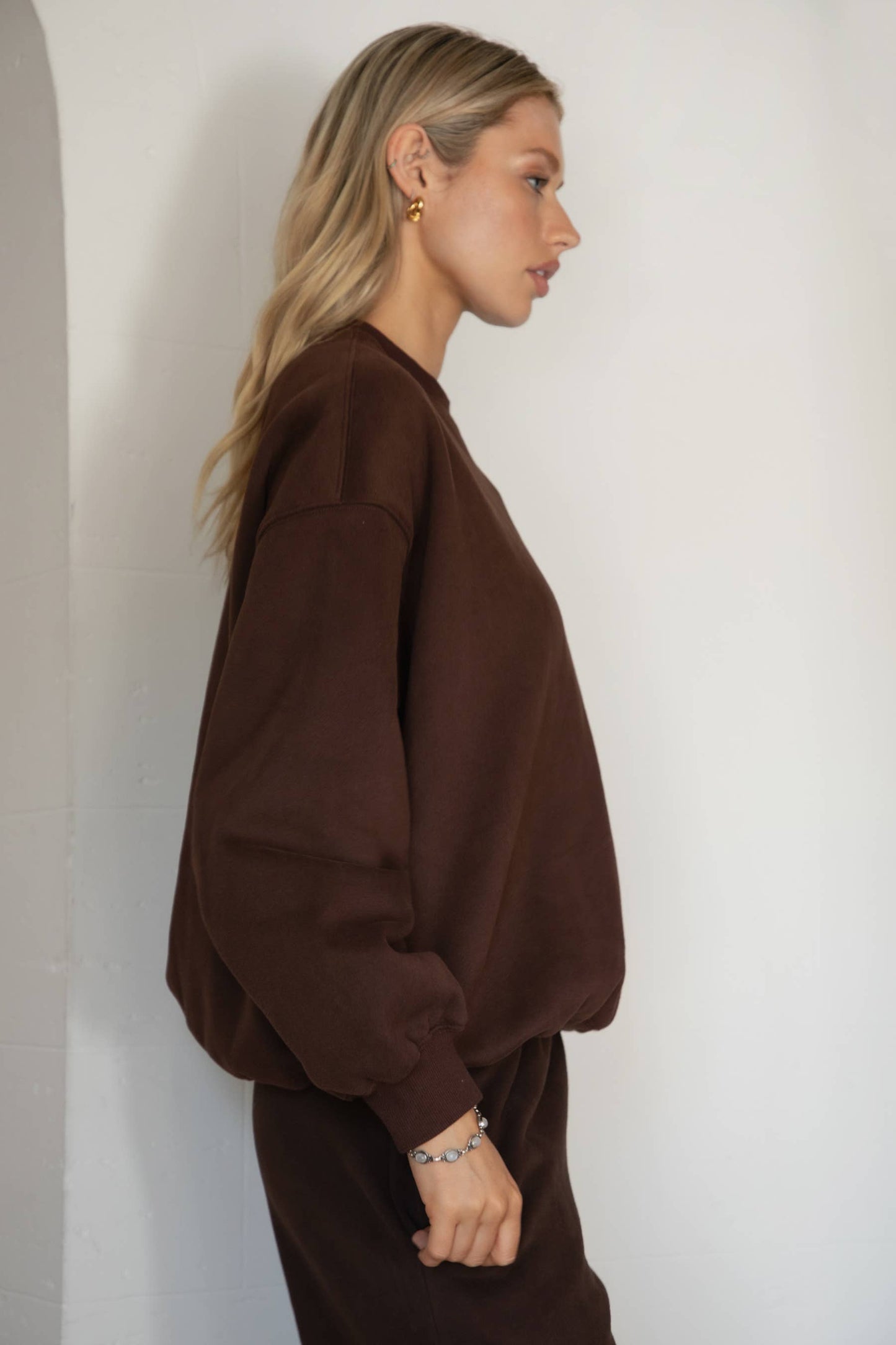 VARSITY Plush Fleece Crew Neck Lounge Pullover Sweatshirt