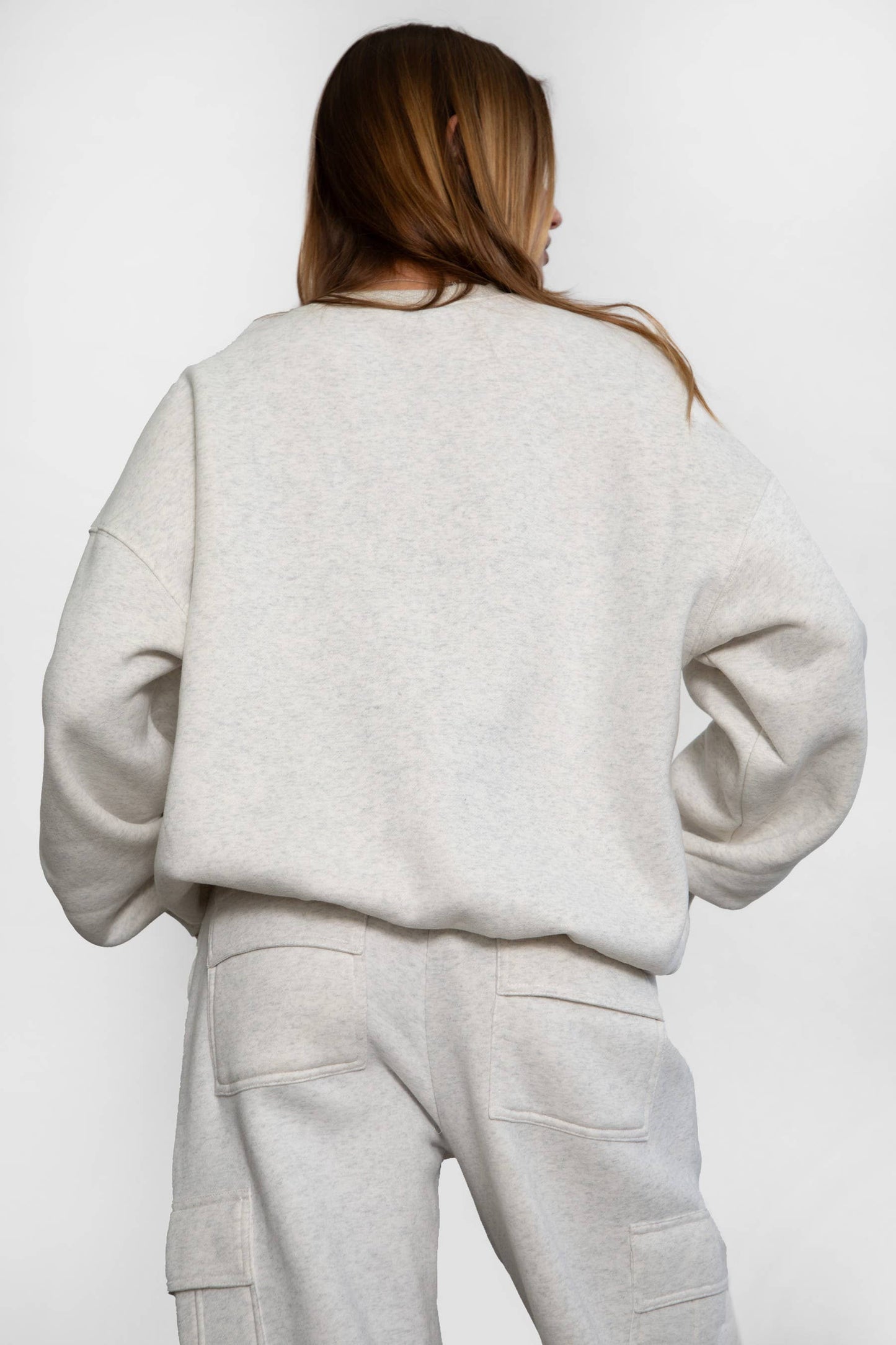 VARSITY Plush Fleece Crew Neck Lounge Pullover Sweatshirt