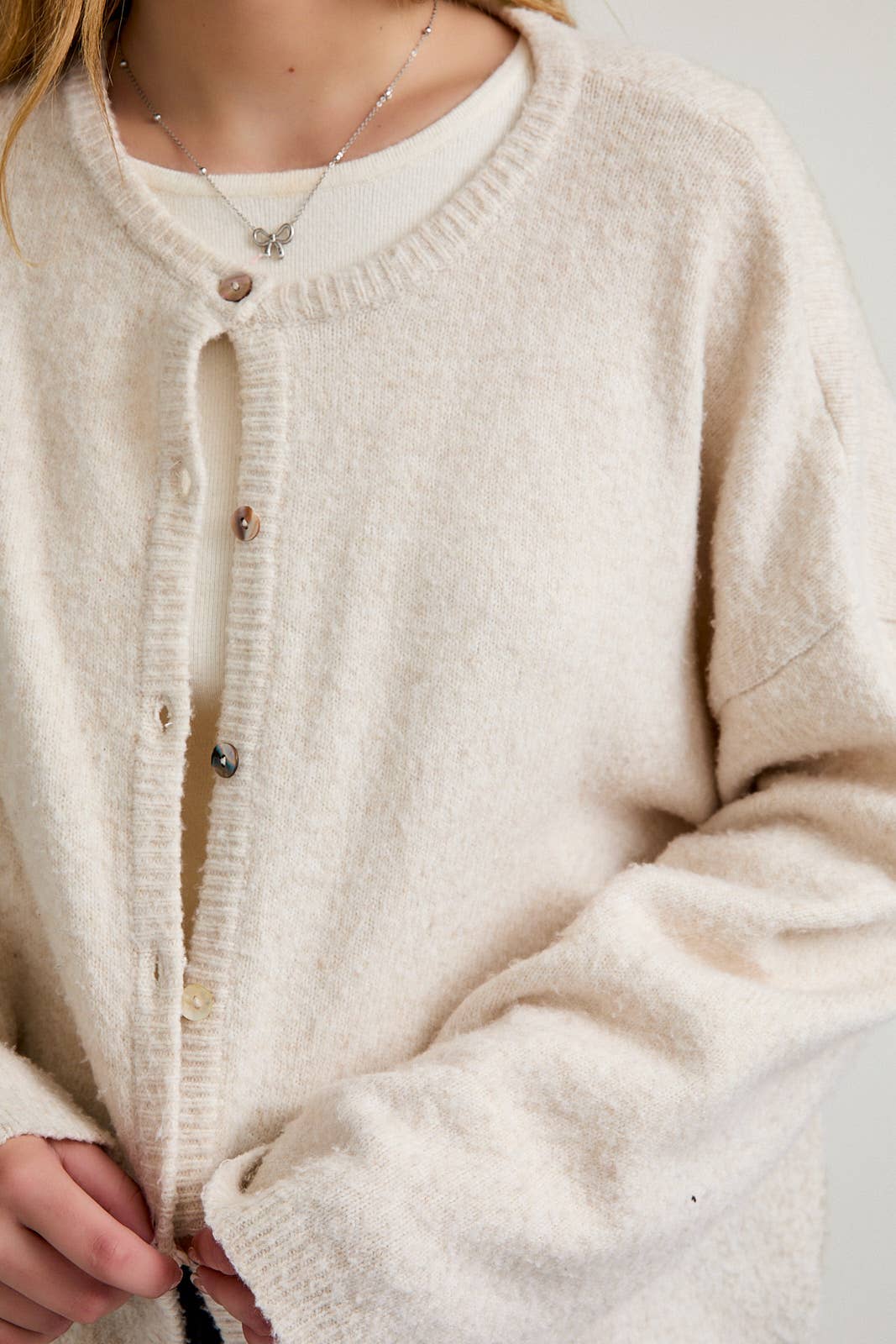Le Lis | Long Sleeve Crewneck Sweater Cardi