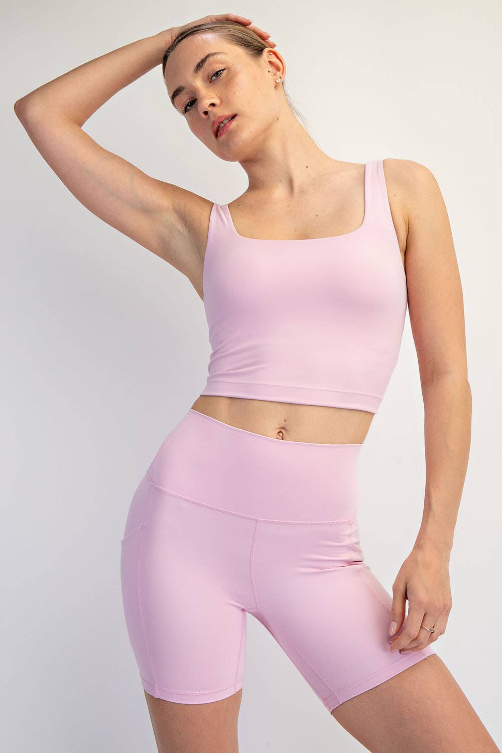NYLON BUTTER SQUARE NECK CROPPED TANK