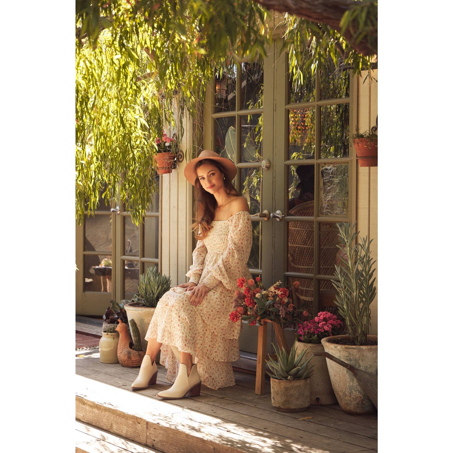In February | Garden Floral Chiffon Maxi Dress