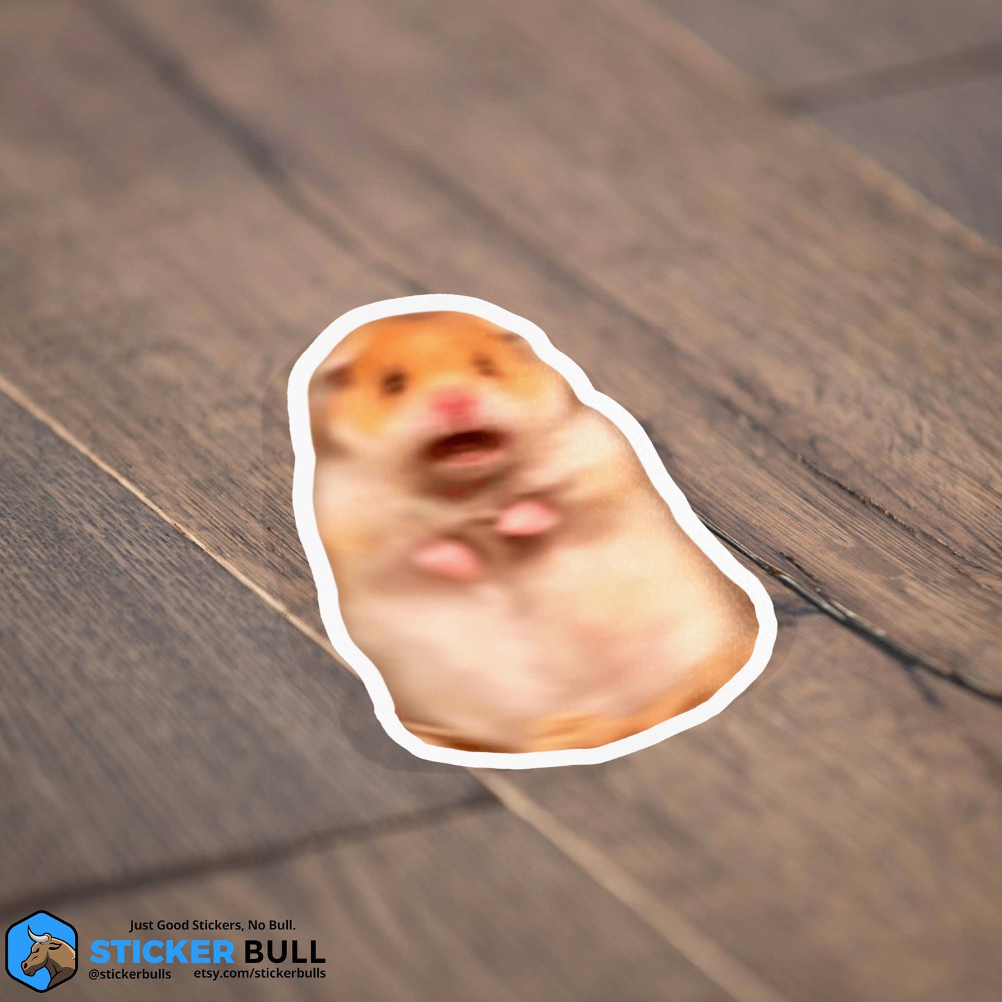 Scared Hamster Funny Meme Sticker, Waterproof Vinyl Sticker