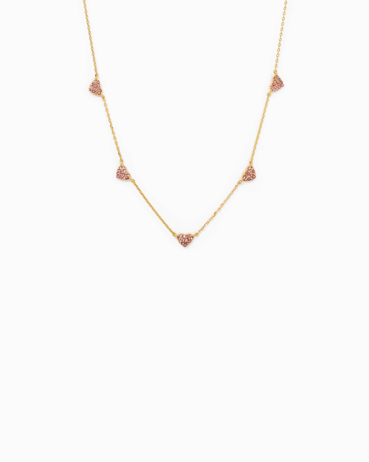 CZ Pave Heart Station Valentine Necklace