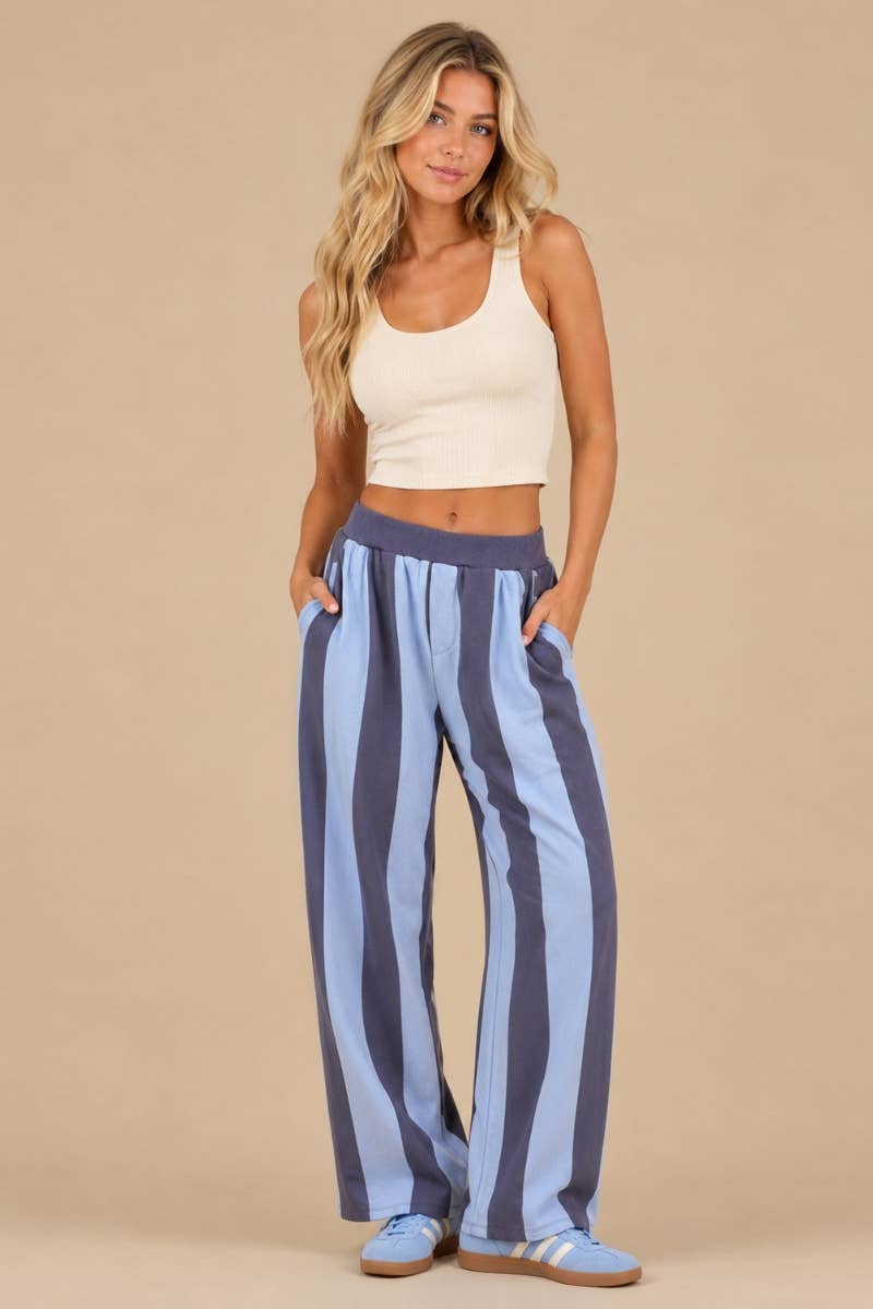 Striped Wide-Leg Pants (S-3X)