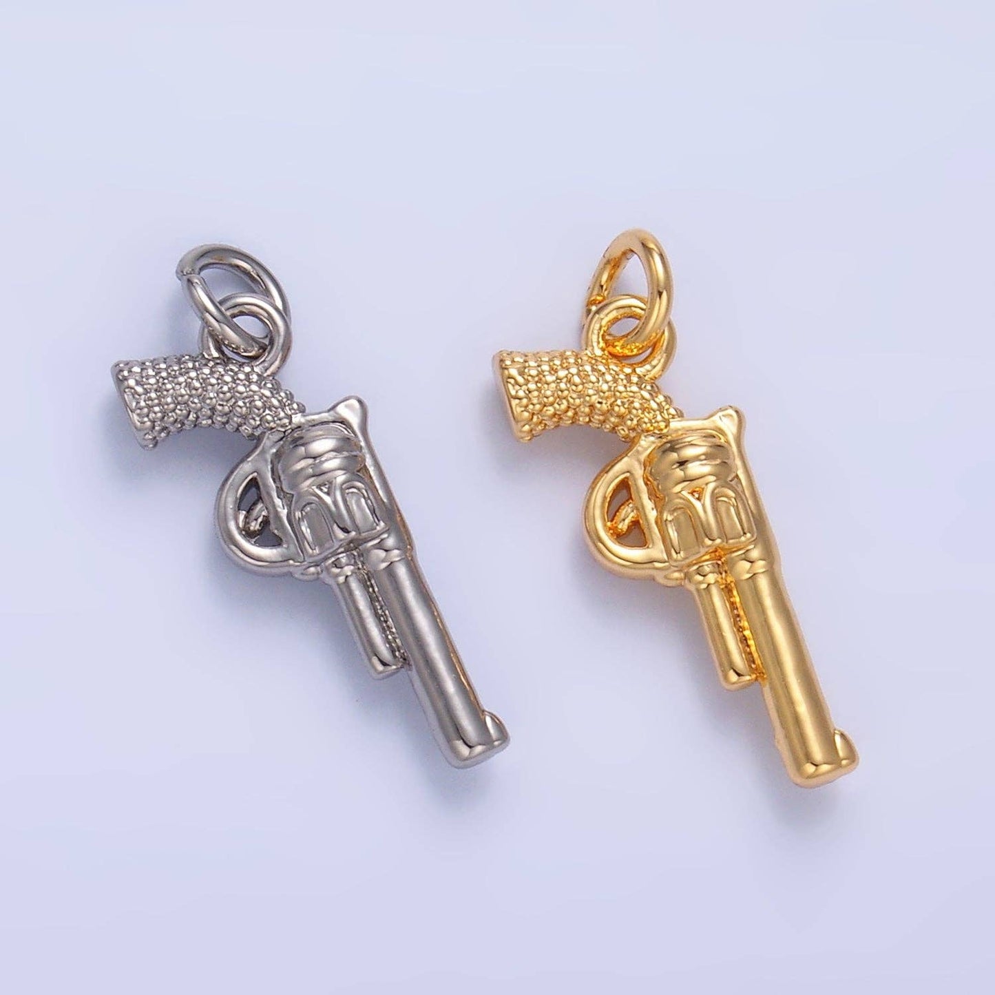 24K Gold Filled 16mm Riffle Gun Multidimensional 3D Charm in Gold & Silver | W798