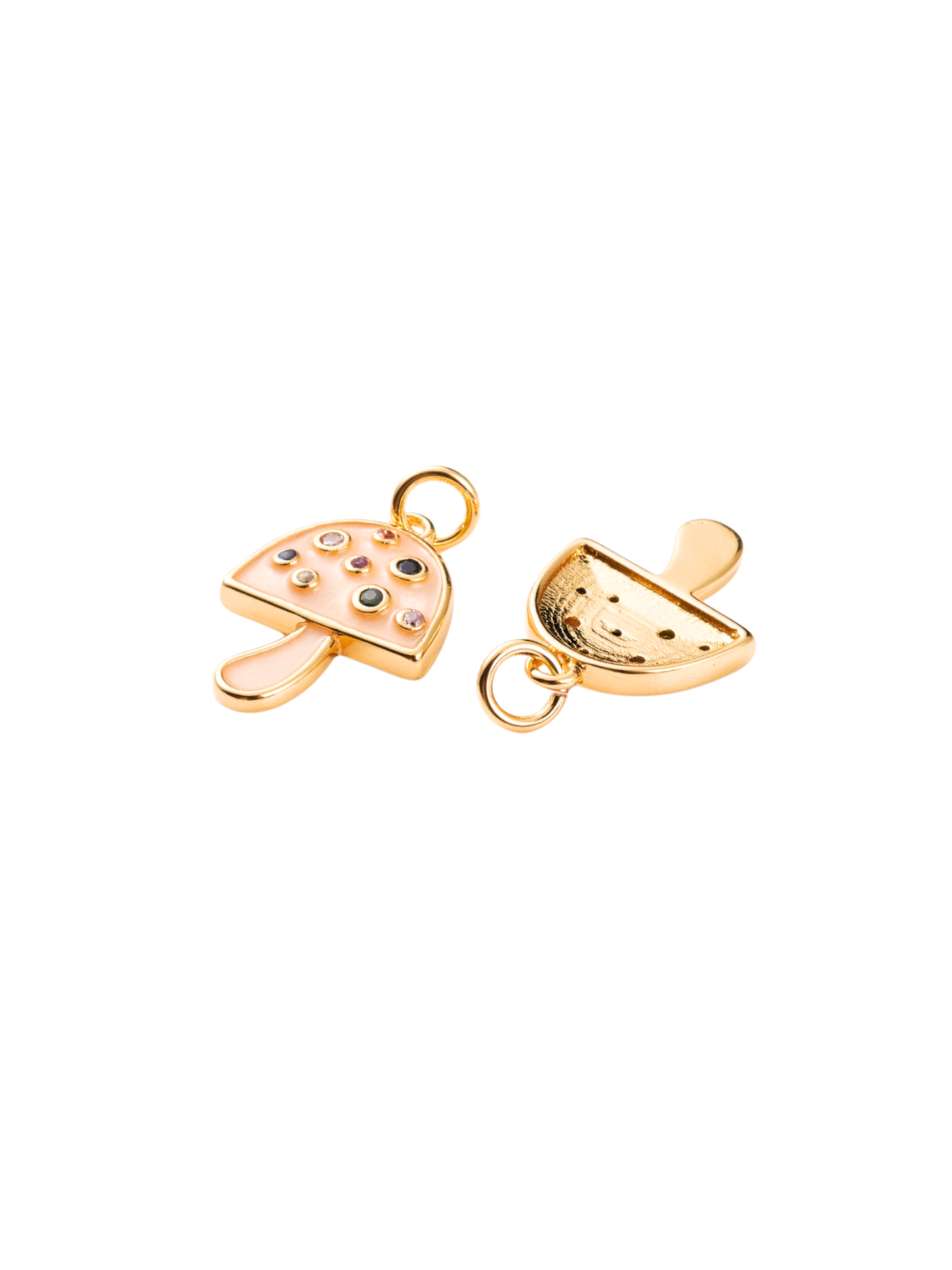 * Gold & Pearlescent Embellished Mushroom Charm
