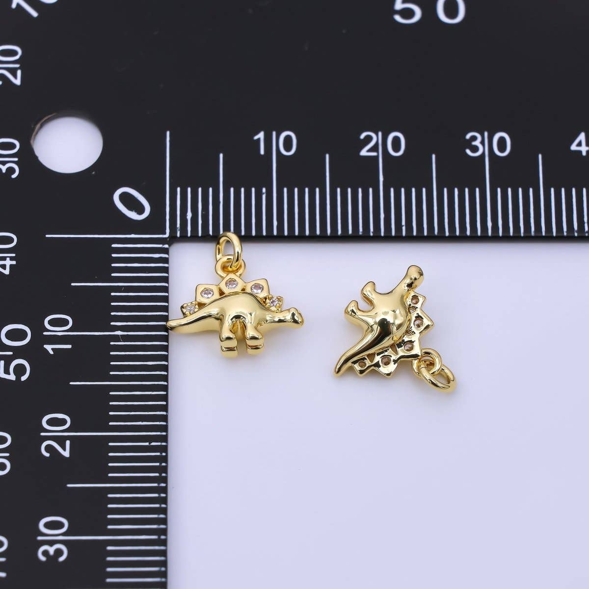 24K Gold Filled 10mm CZ Monstrous Lizard Stegosaurus Dinosaur Charm | AJ397