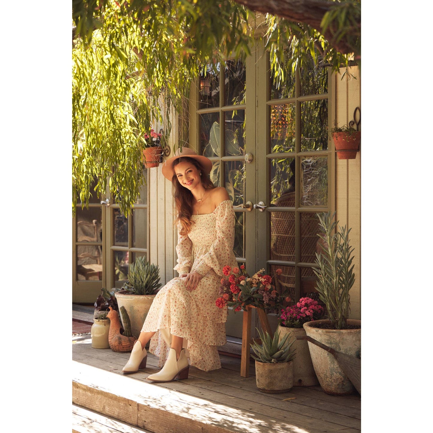 In February | Garden Floral Chiffon Maxi Dress