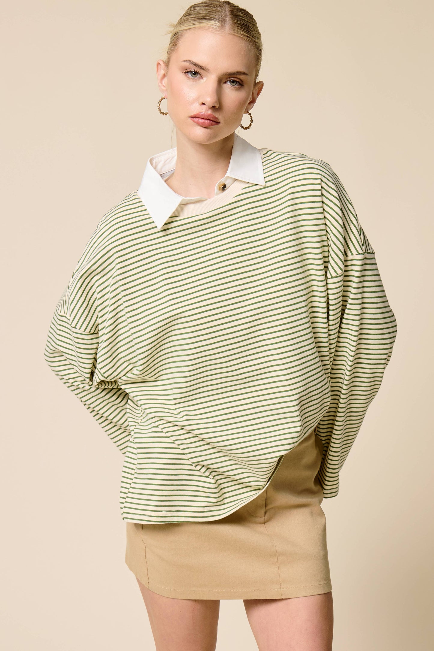 Mimosa | Striped Oversized Long Sleeve Top