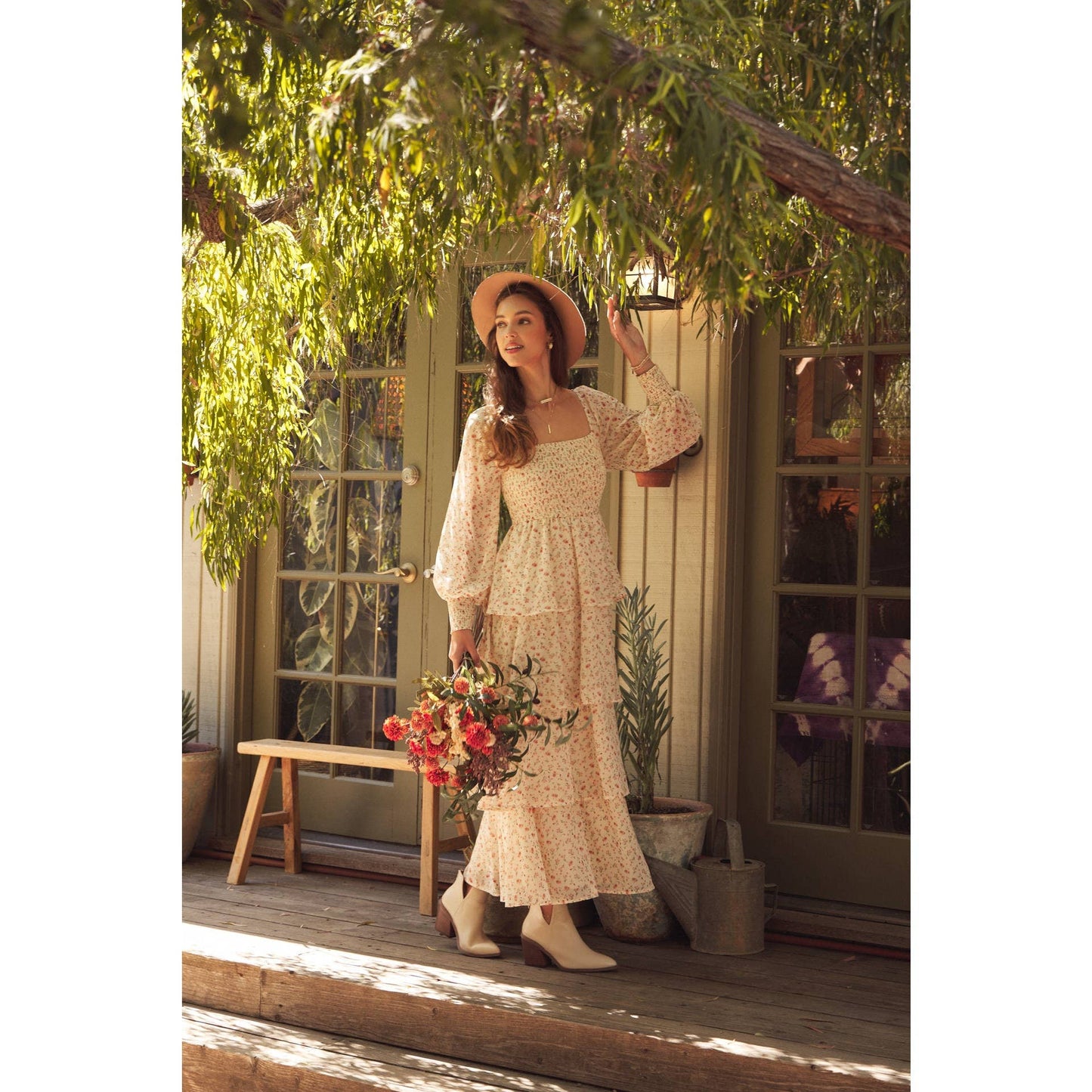 In February | Garden Floral Chiffon Maxi Dress