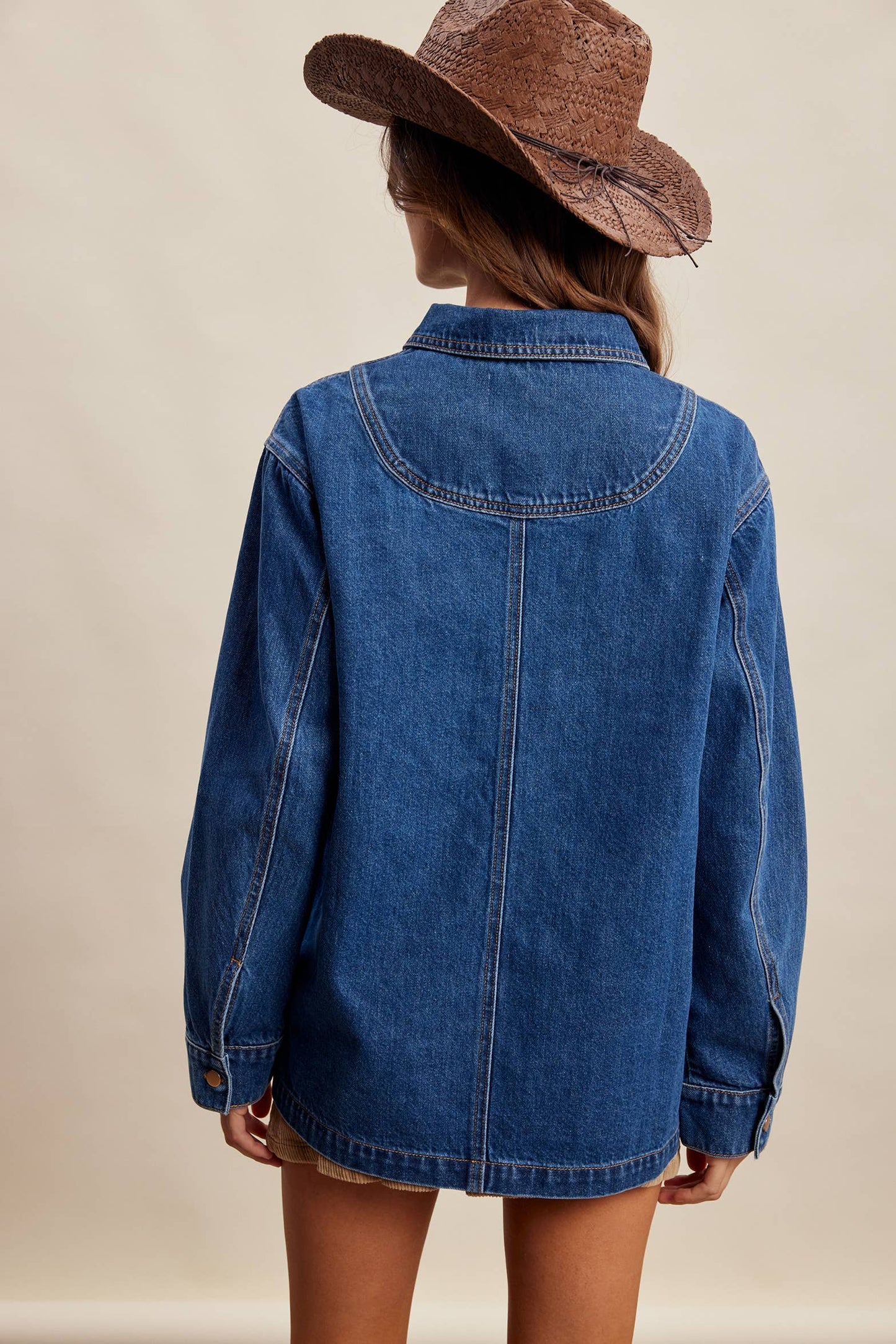 Heart Pocket Denim Shacket LJ0268