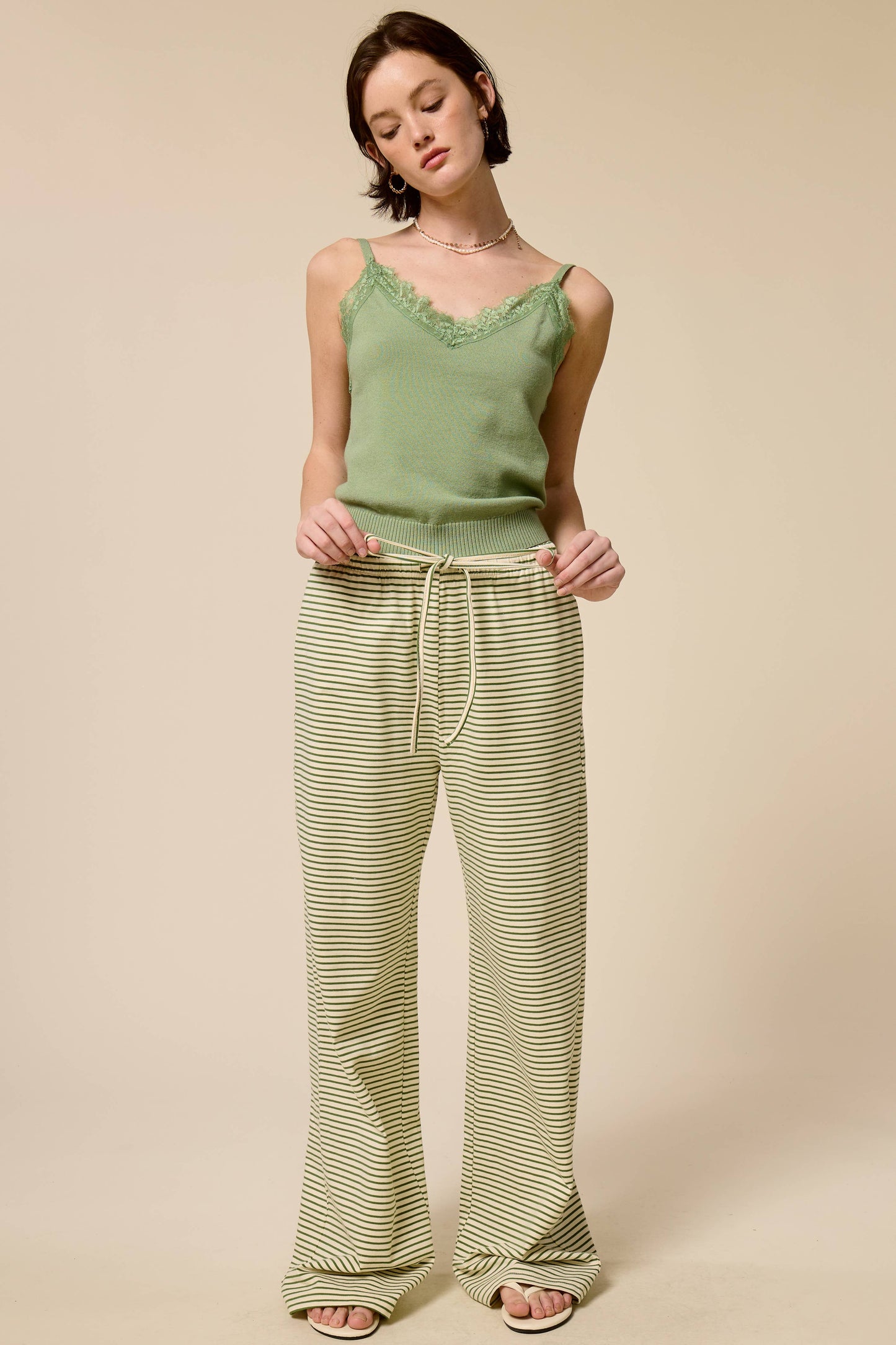 Mimosa | Striped Drawstring Wide Leg Pants