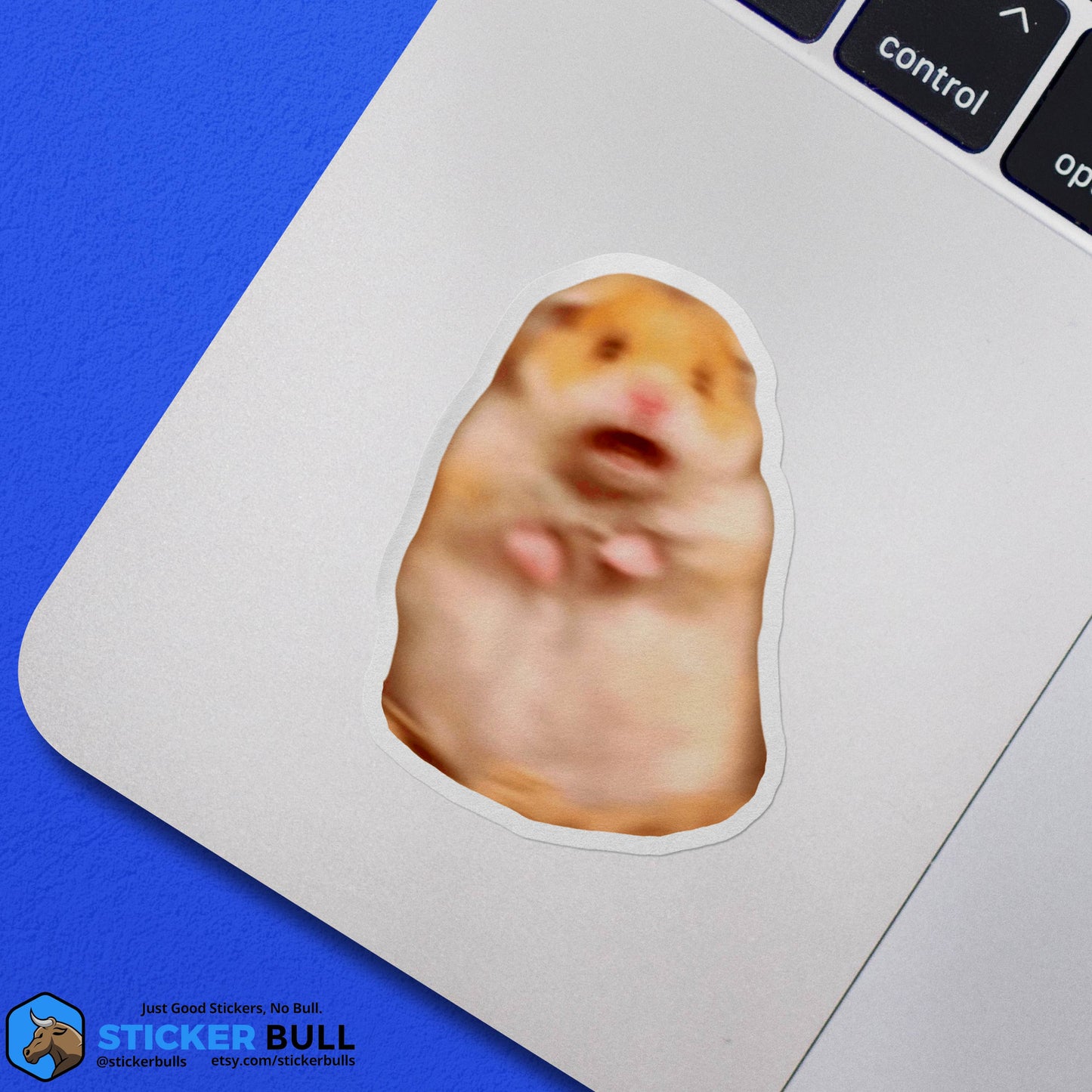 Scared Hamster Funny Meme Sticker, Waterproof Vinyl Sticker