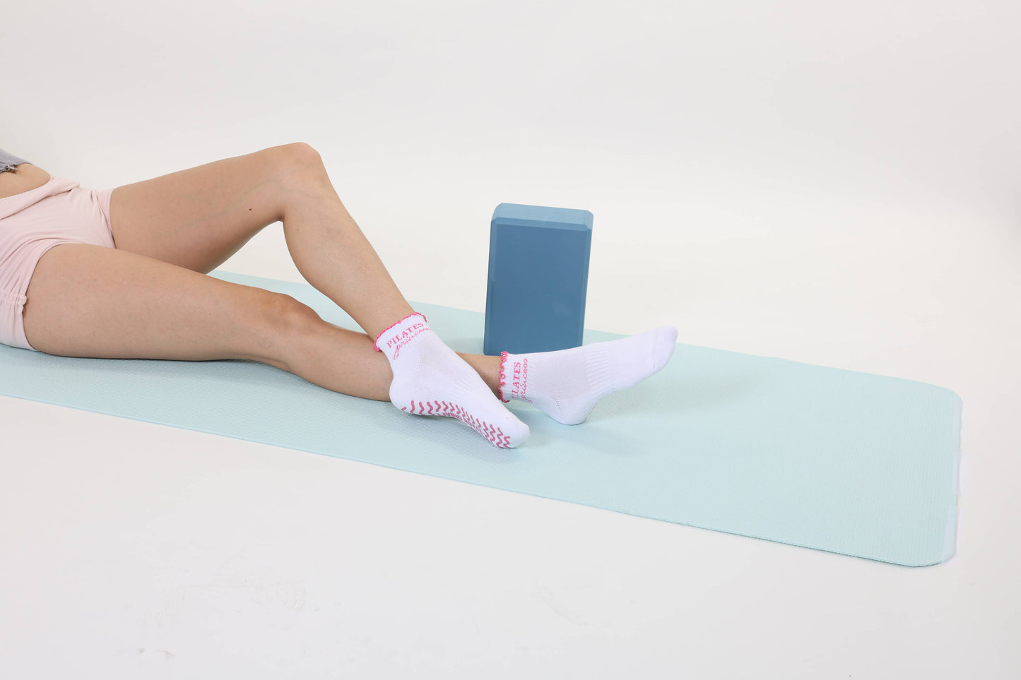 Bottom Grip Ankle Socks w/ Ruffles - "Pilates Princess"