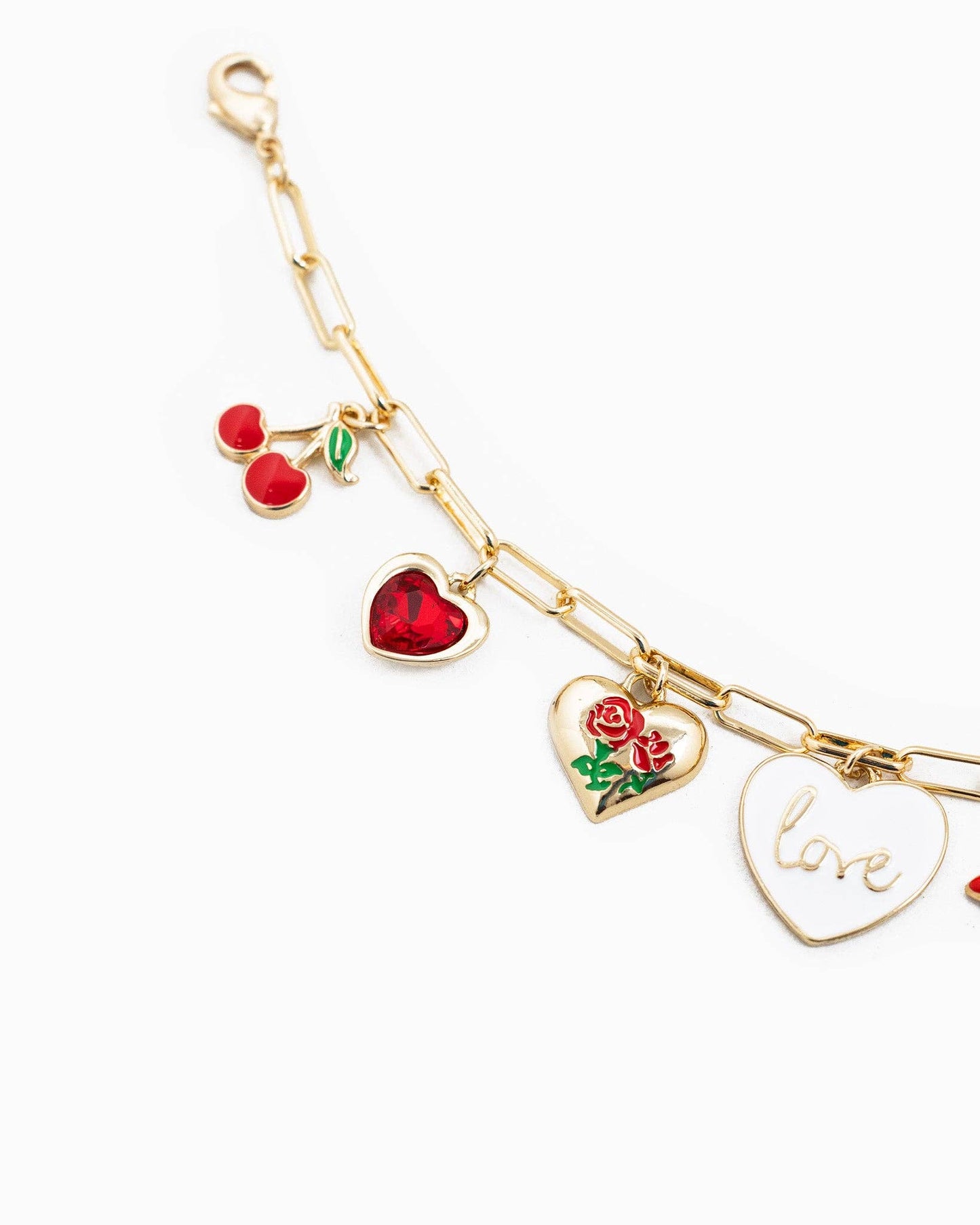 Kiss Me Red Seven Charm Bracelet