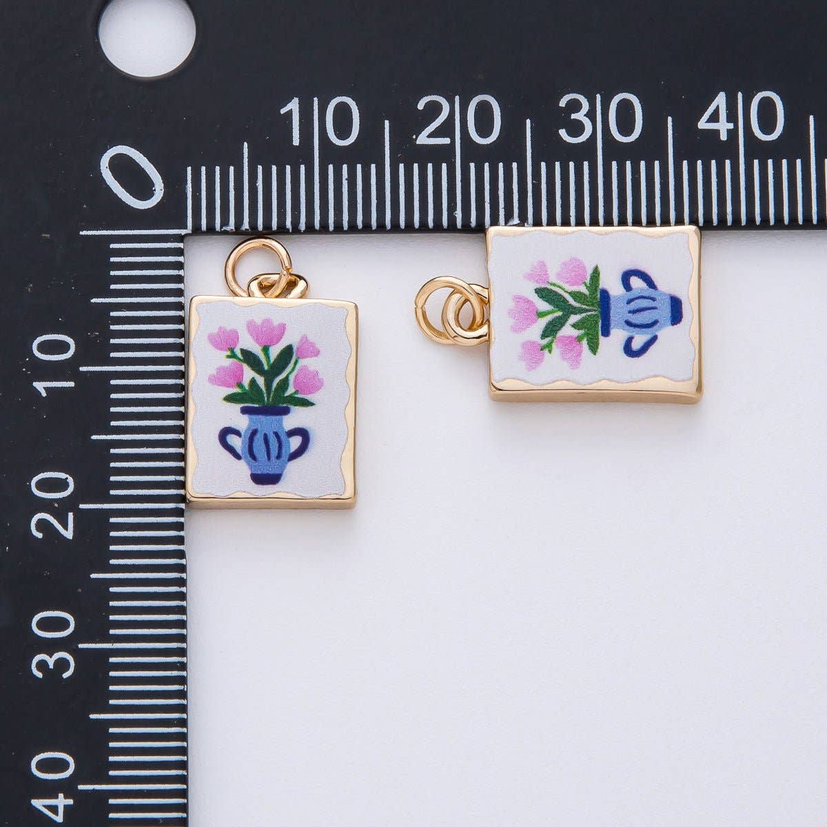 Pink Flower Portrait Charm