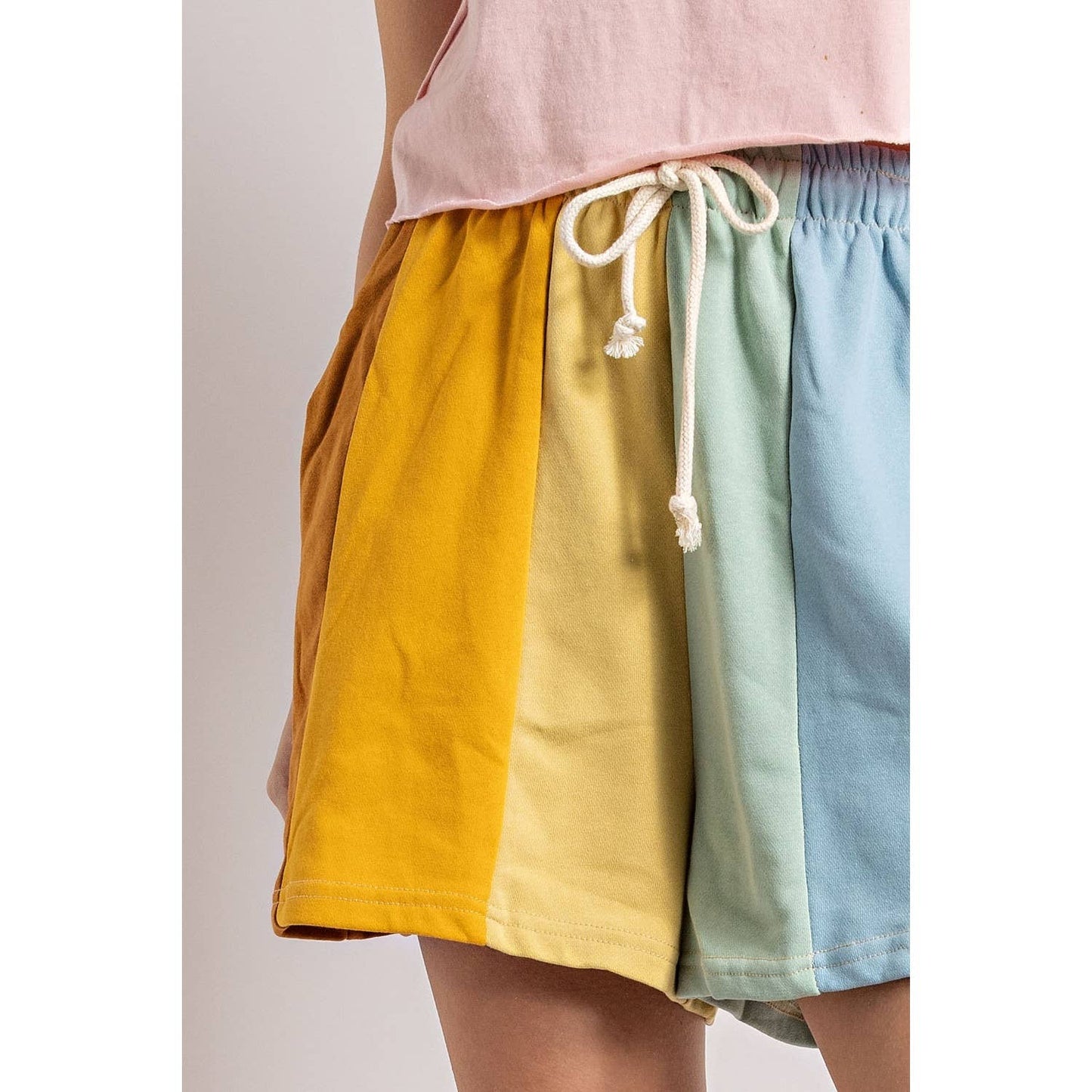 RAINBOW COLOR BLOCK STRIPE SHORTS